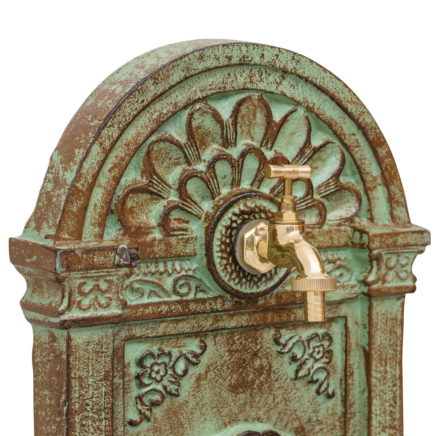 Standbrunnen Brunnen Waschbecken Eisen Wandbrunnen Antik-Stil 69cm grün
