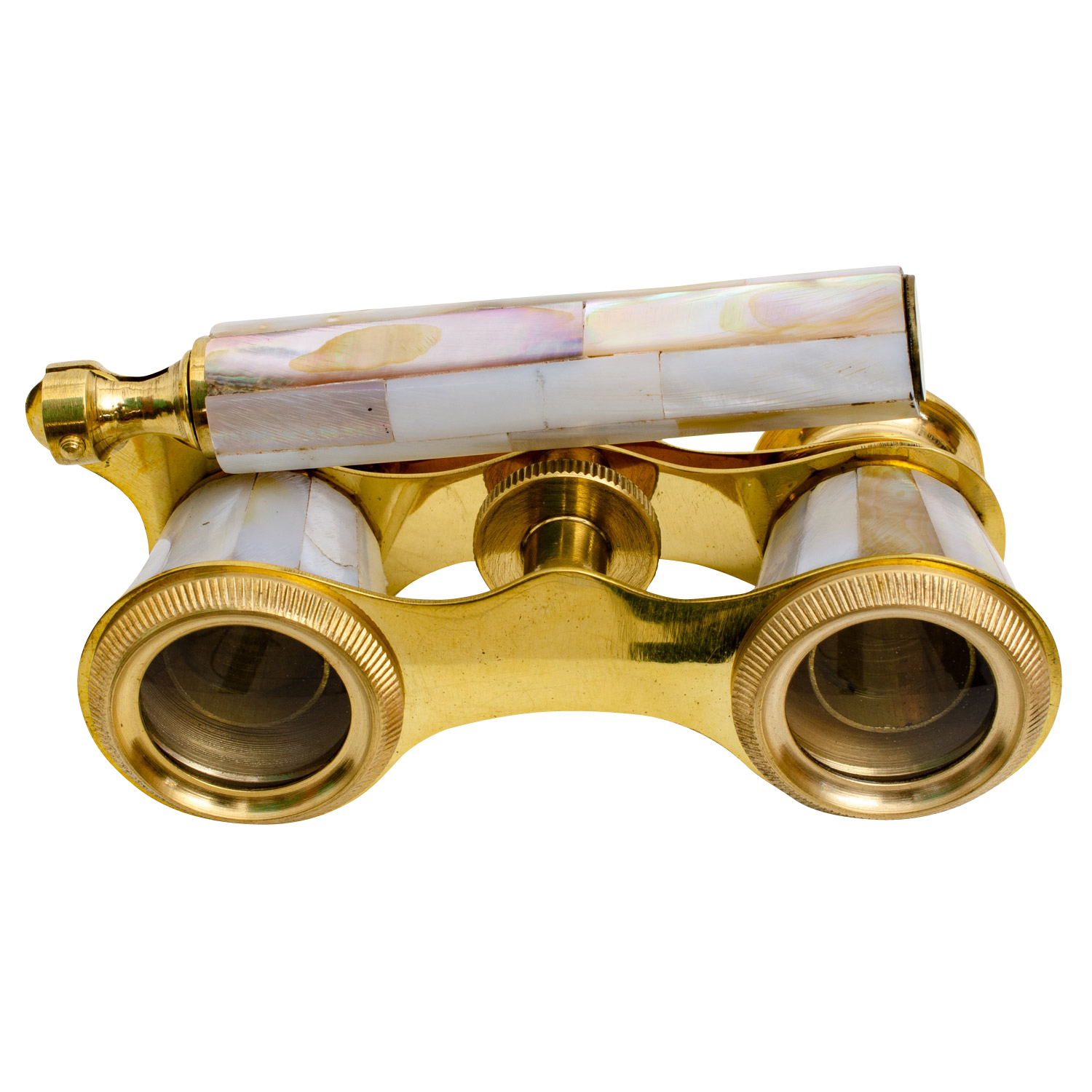 Opernglas mit Holzbox Fernglas Theaterglas Messing Kunststein Antik-Stil (a)