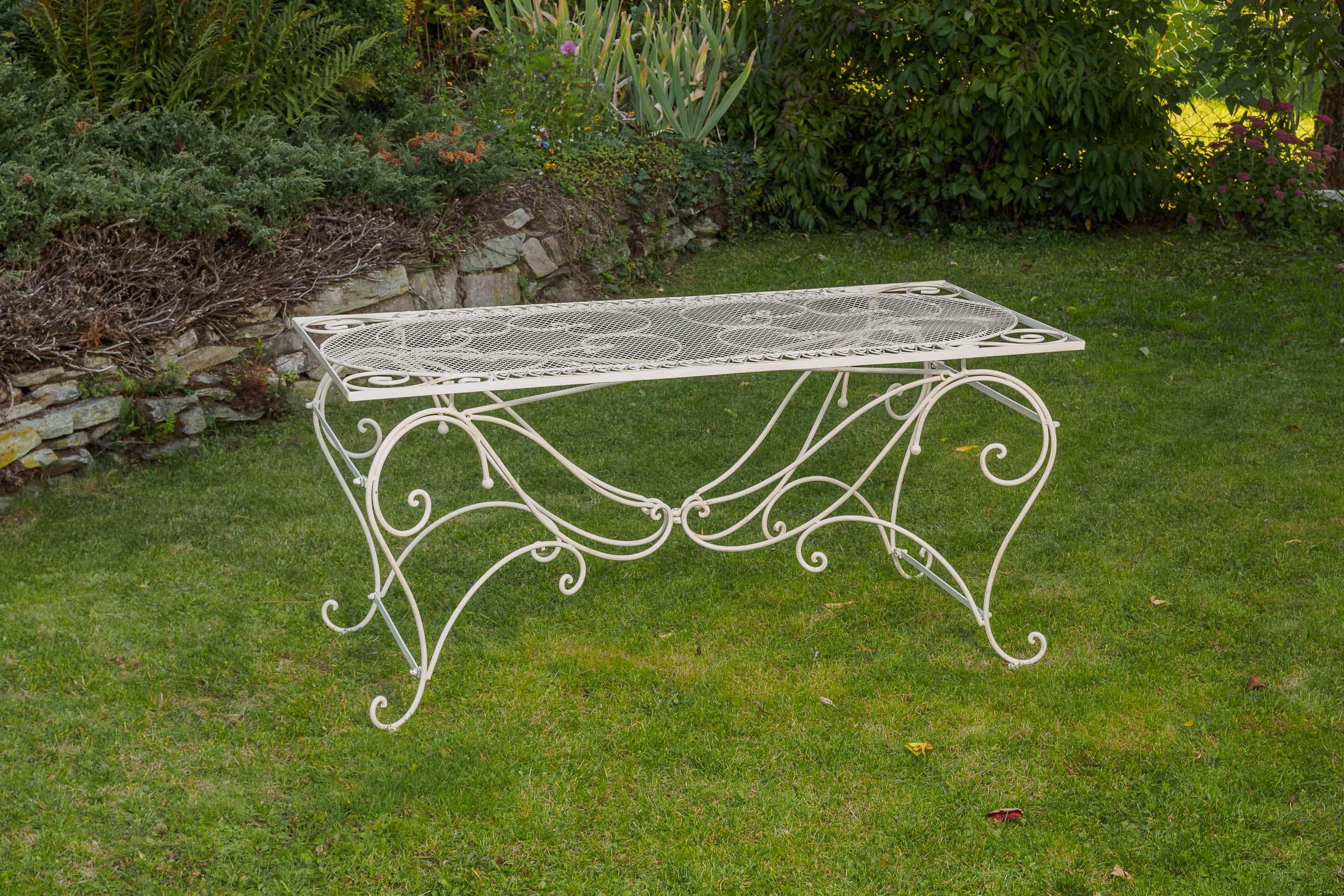 Tisch 30kg Gartentisch Esstisch Eisen Nostalgie antik Stil 160x80cm cremeweiss