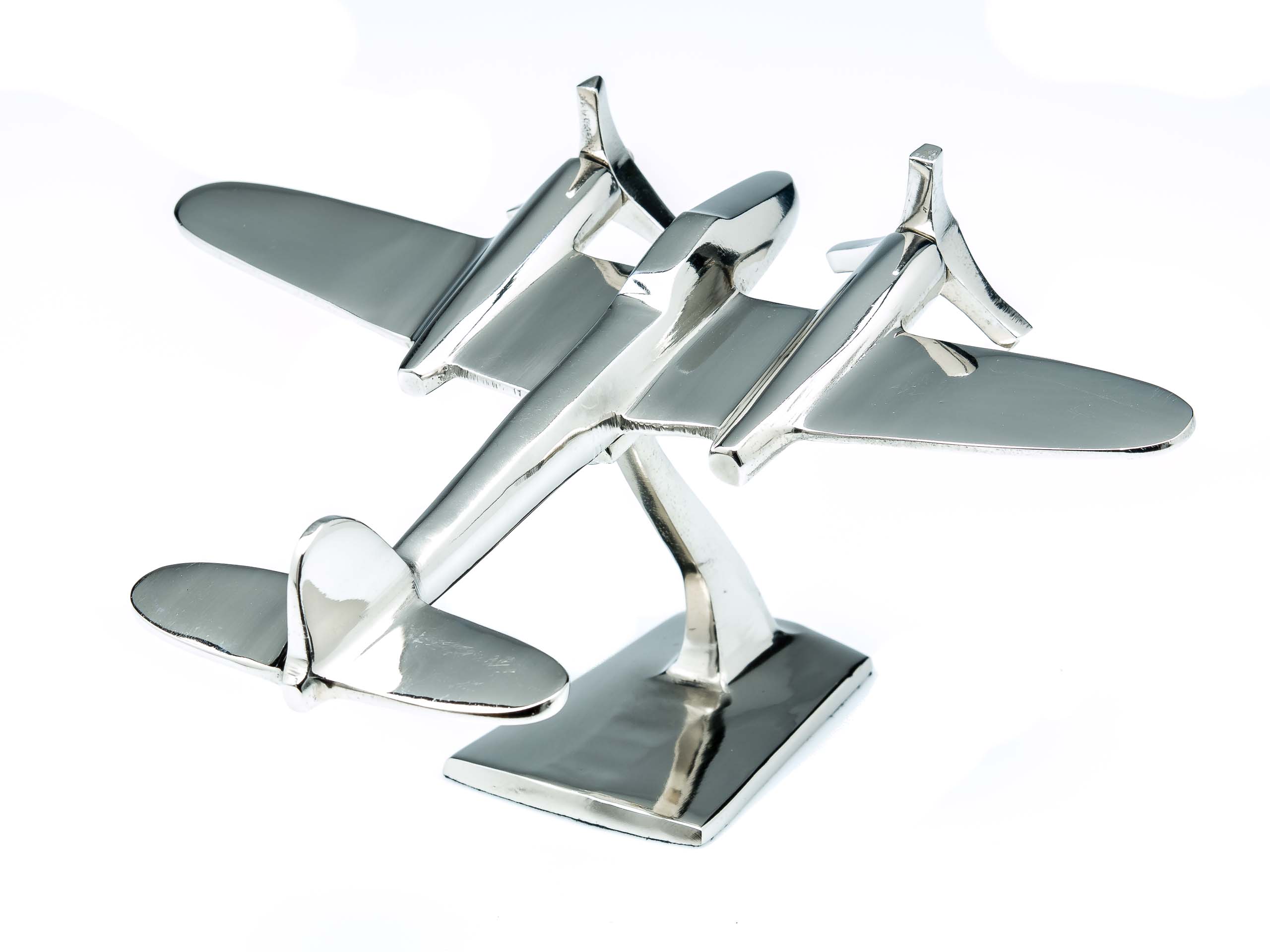 FLUGZEUG MODELL ALUMINIUM FLUGZEUGMODELL SILBER ARTDECO STIL METALL SCHREIBTISCH