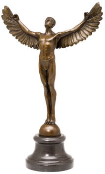 Bronze Statue, Winged Figure, Menschenfigur Bronze, Kunststatue, Sockelbasis