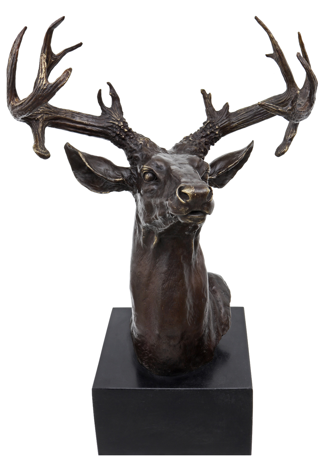 Bronzeskulptur Hirsch Kopf im Antik-Stil Bronze Figur Statue 50cm