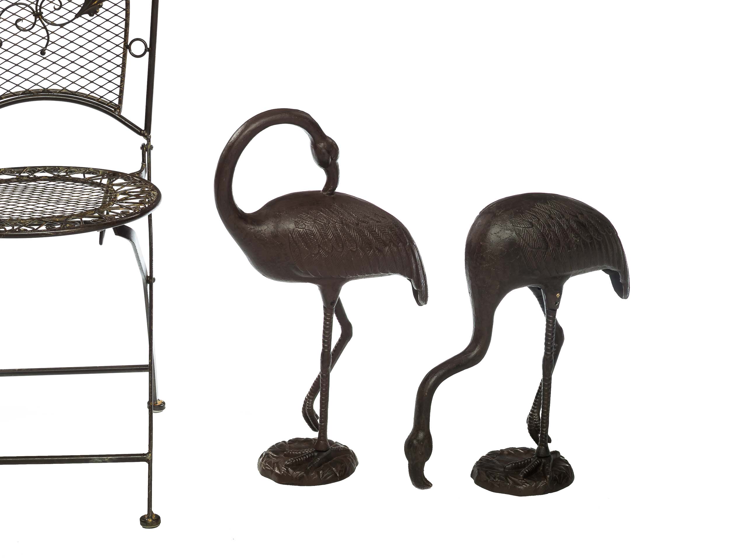 Paar Flamingo aus Alu Skulptur Vogel Gartenfigur Figur Garten Teich sculpture