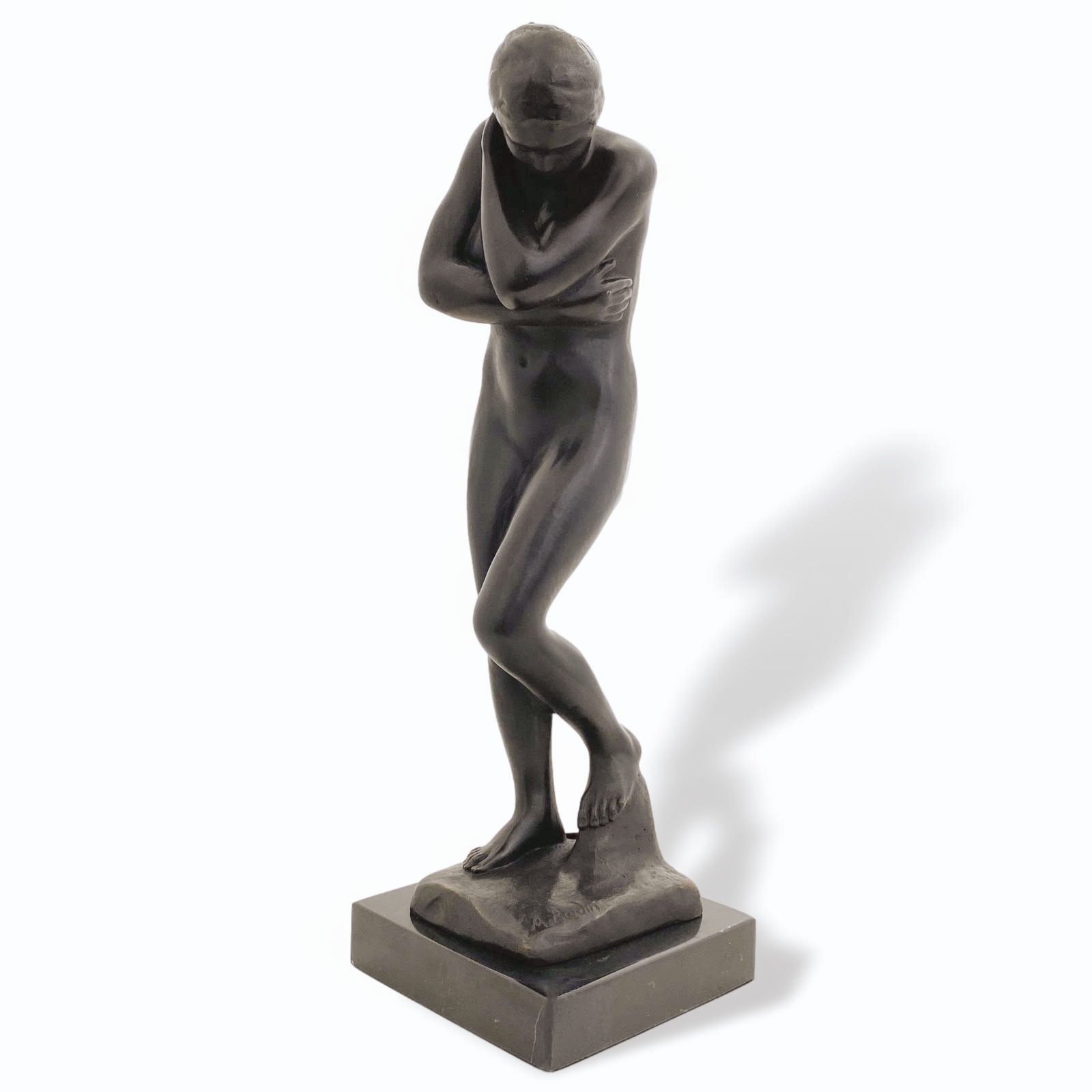 Bronzefigur nach Rodin Eva Figur Garten Eden Bronze Skulptur Antik-Stil 30cm Akt