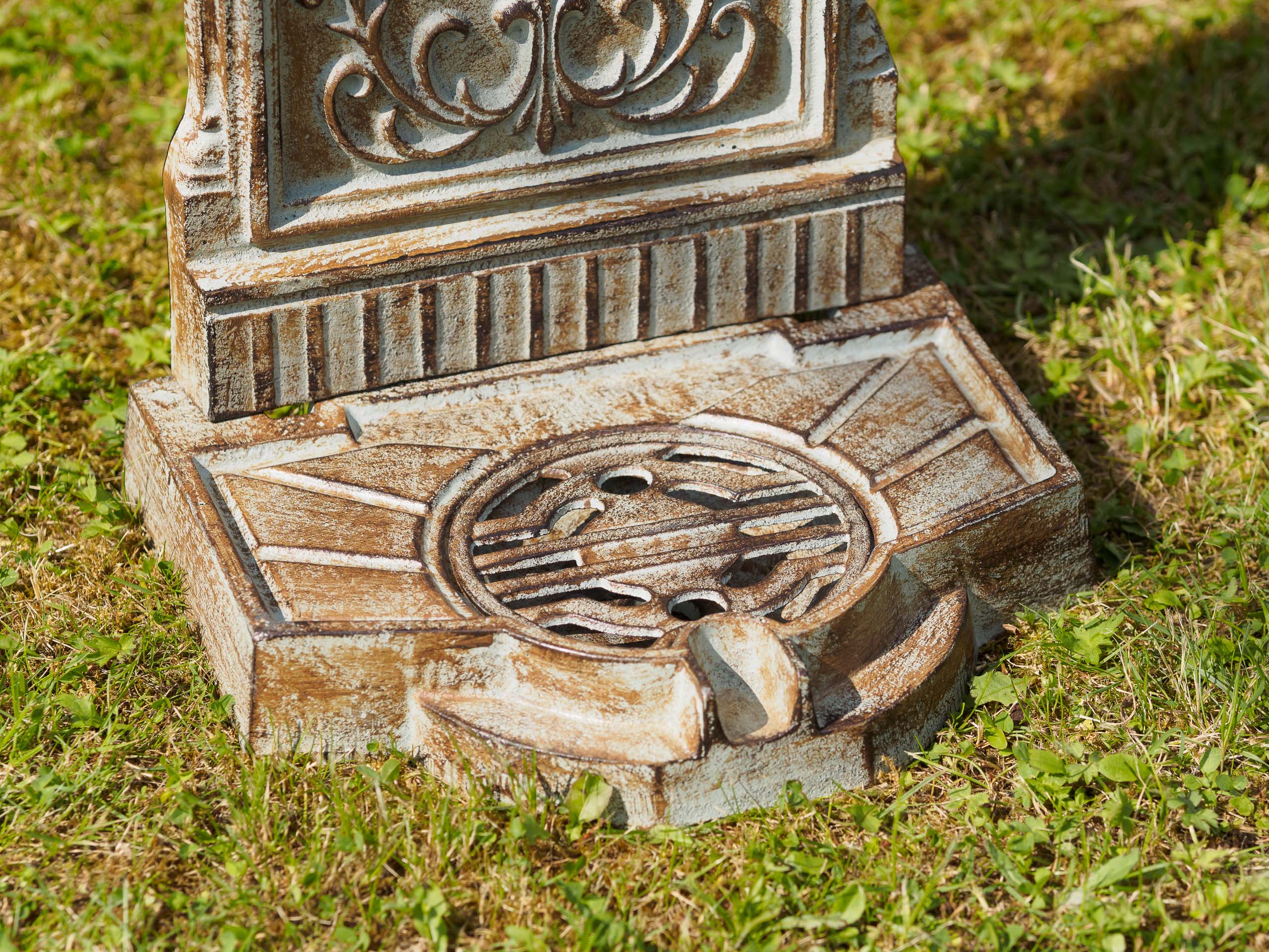 STANDBRUNNEN 64CM 11KG WASCHBECKEN BRUNNEN EISEN GRÜN WANDBRUNNEN ANTIK STIL