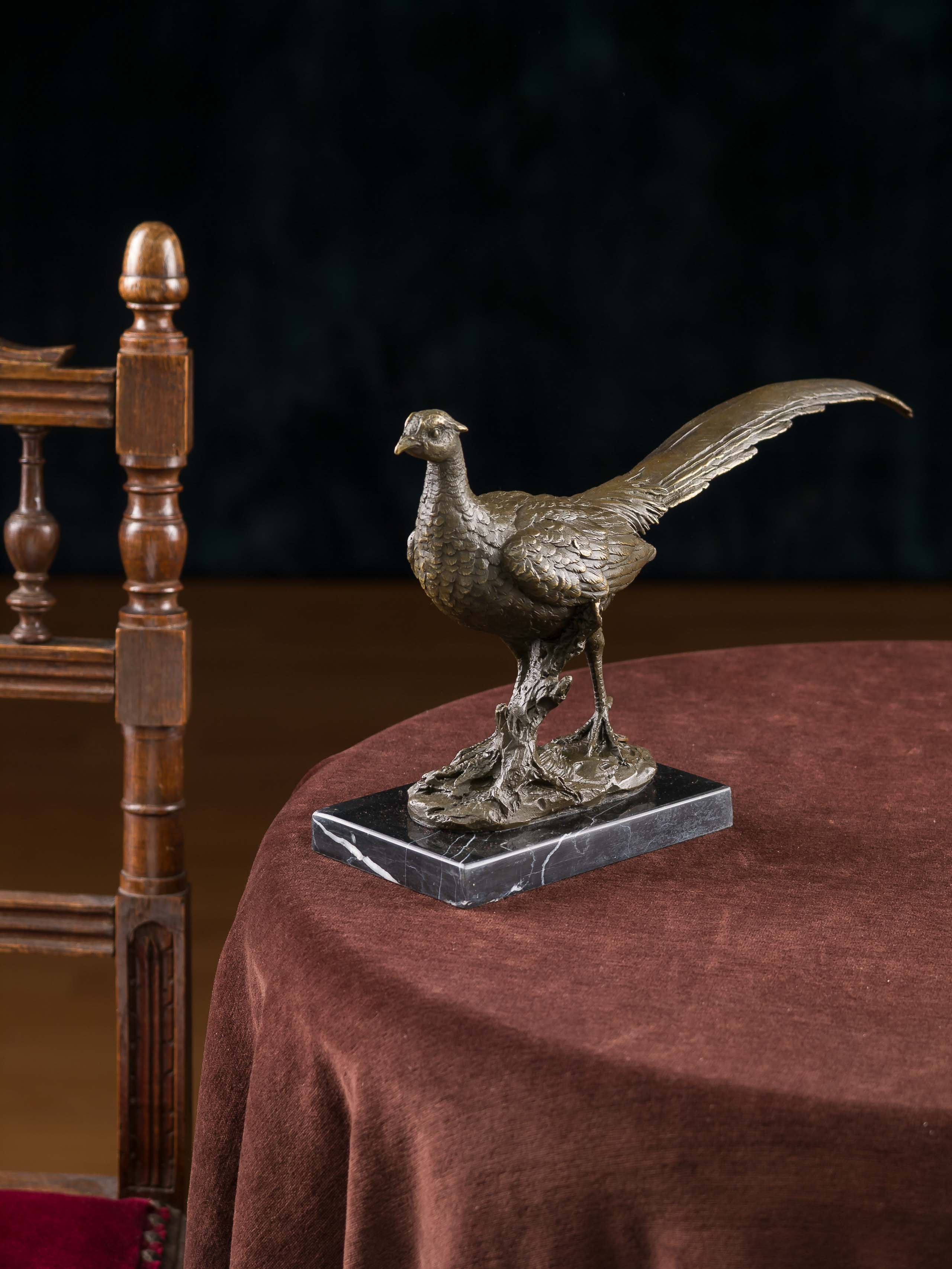 BRONZE FASAN REBHUHN BRONZESKULPTUR BRONZEFIGUR SKULPTUR FIGUR ANTIK STIL