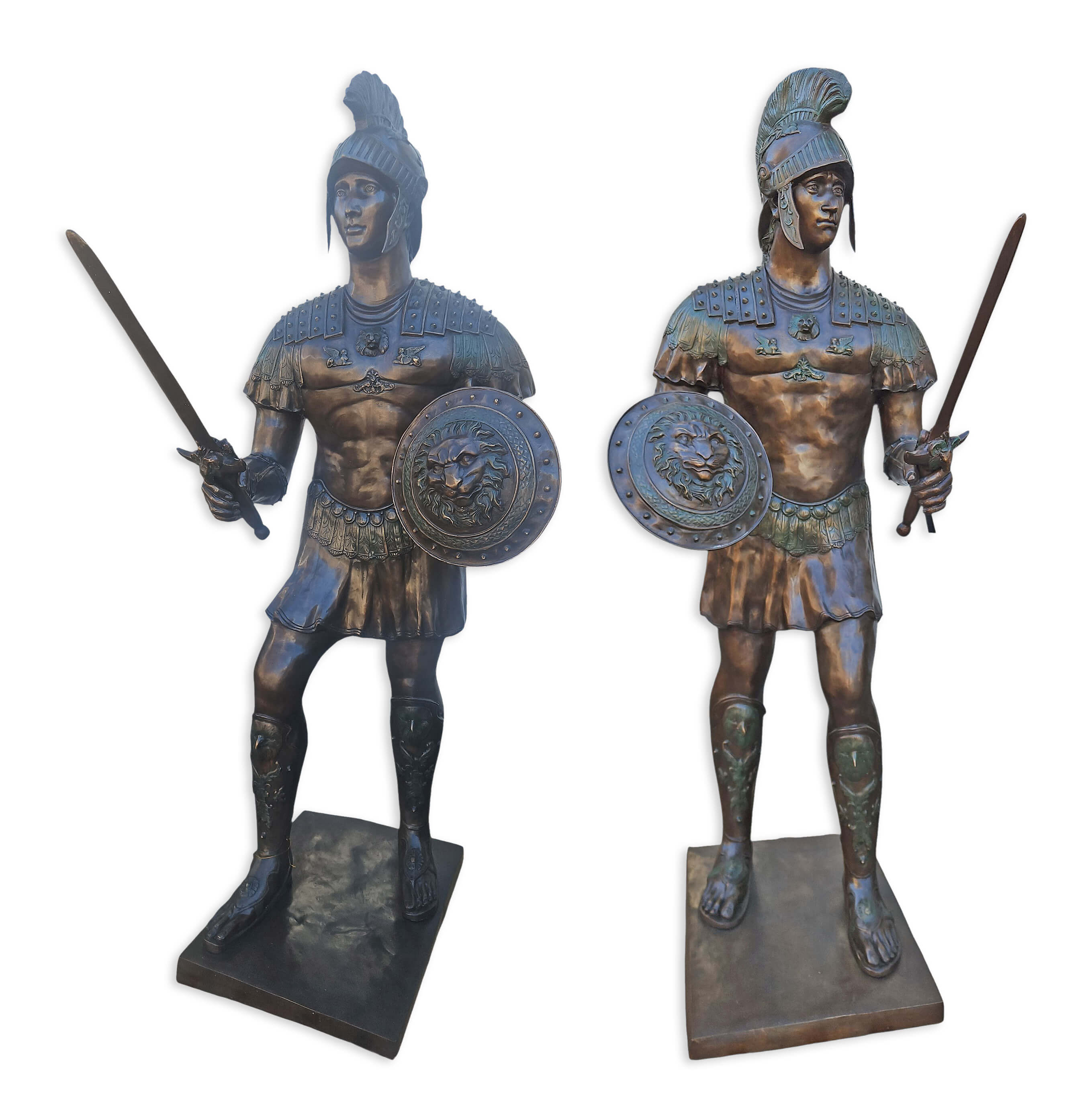 Ritter Figur, Schild, Schwert, Bronze Statue, Standfigur