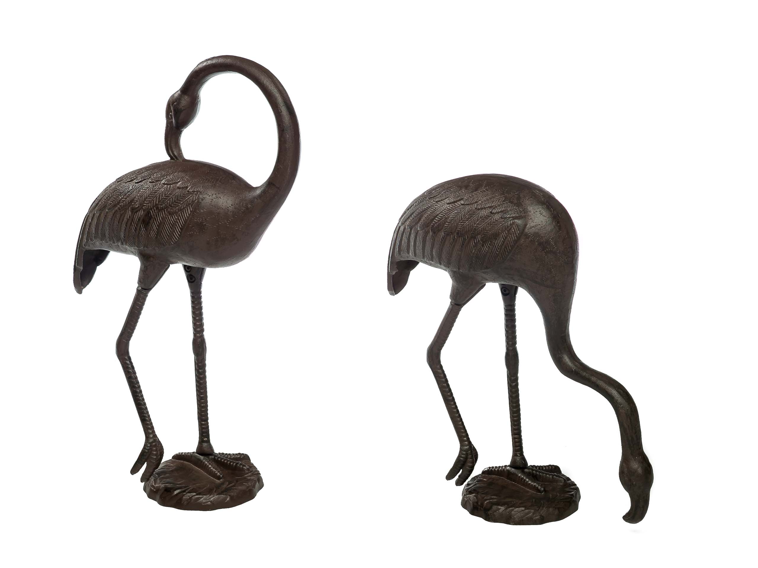 Paar Flamingo aus Alu Skulptur Vogel Gartenfigur Figur Garten Teich sculpture