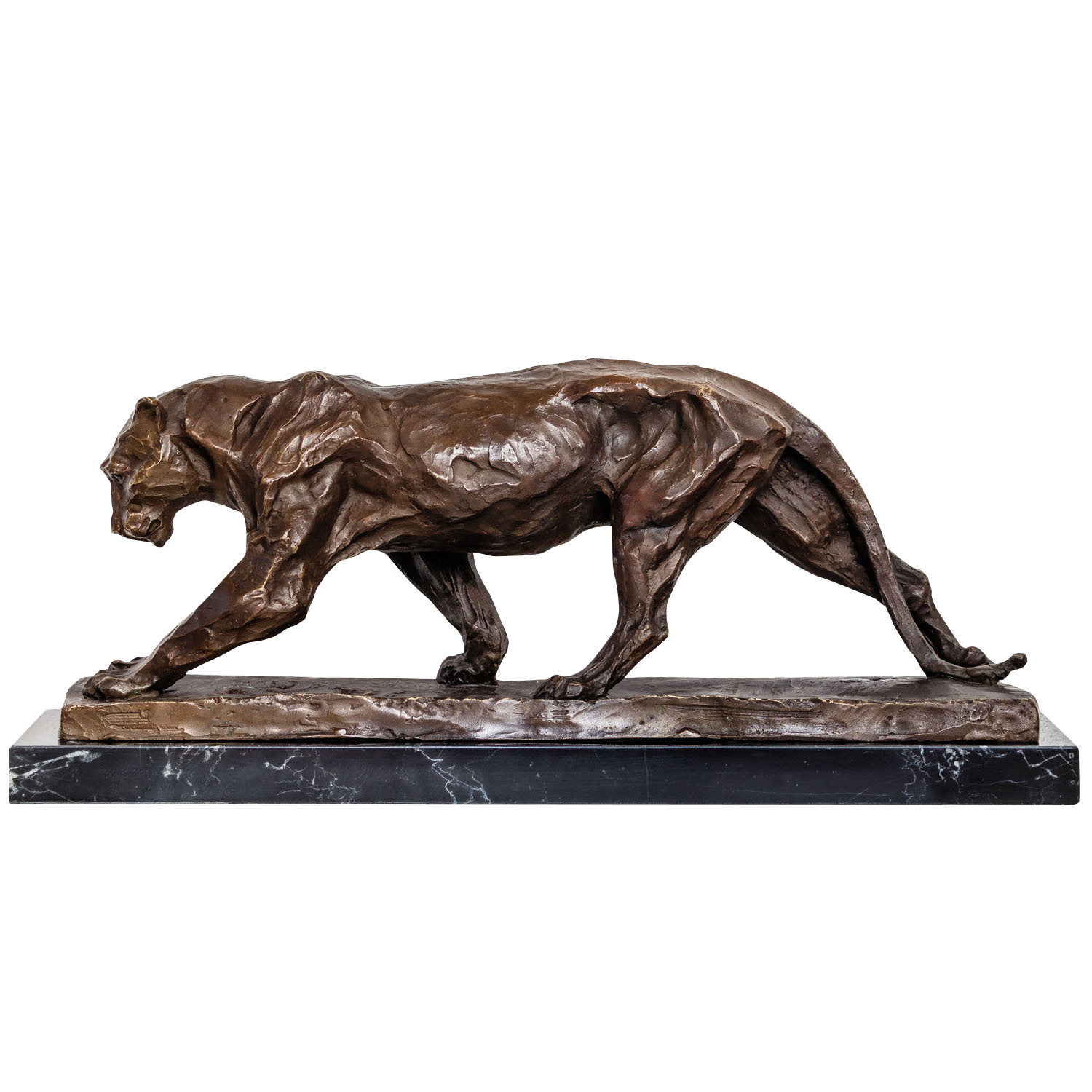 Bronzeskulptur Panther Raubkatze im Antik-Stil Bronze Figur Statue 52cm