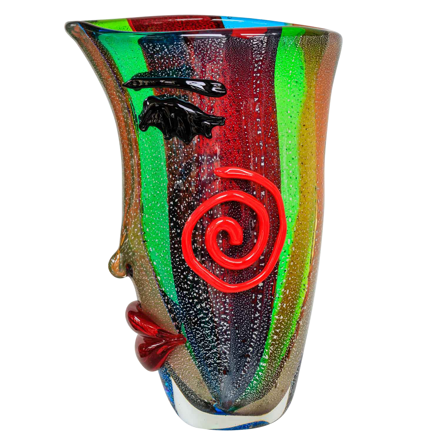 Glasvase Vase Gesicht Glas im Murano Antik Stil 38cm