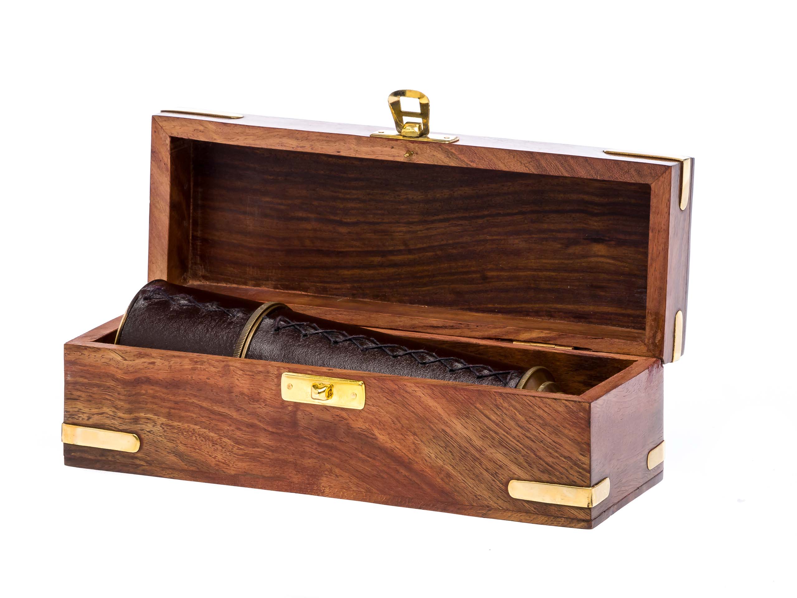 Fernrohr Messing 49cm mit Holzbox Maritim Teleskop Monokular Fernglas Antikstil