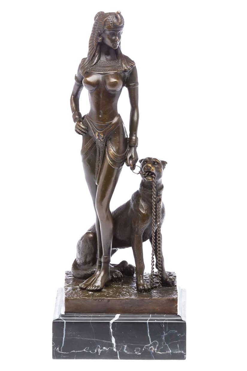 Bronze Kleopatra Panther Erotik Bronzeskulptur Ägypten Cleopatra sculpture