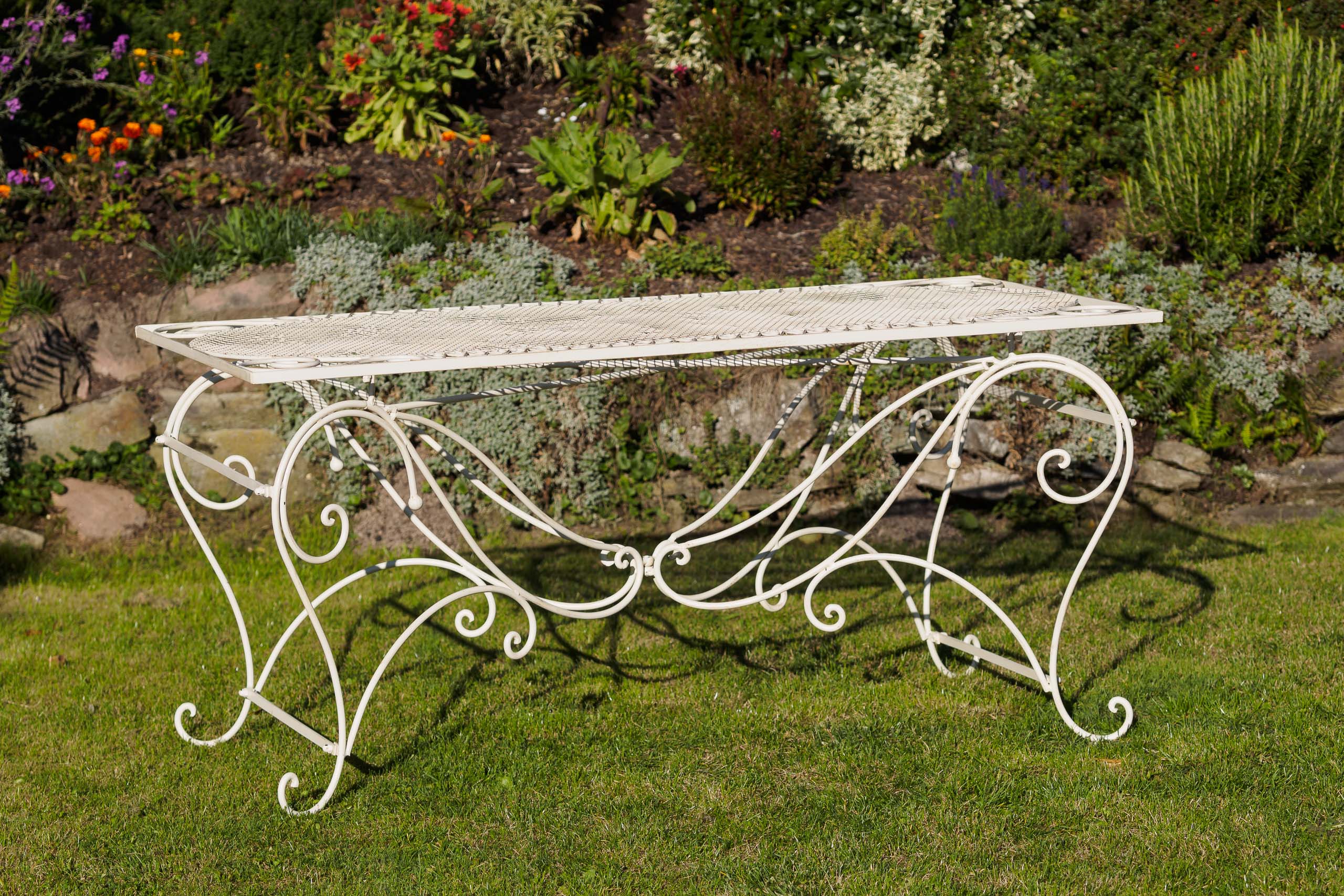 Tisch 30kg Gartentisch Esstisch Eisen Nostalgie antik Stil 160x80cm cremeweiss