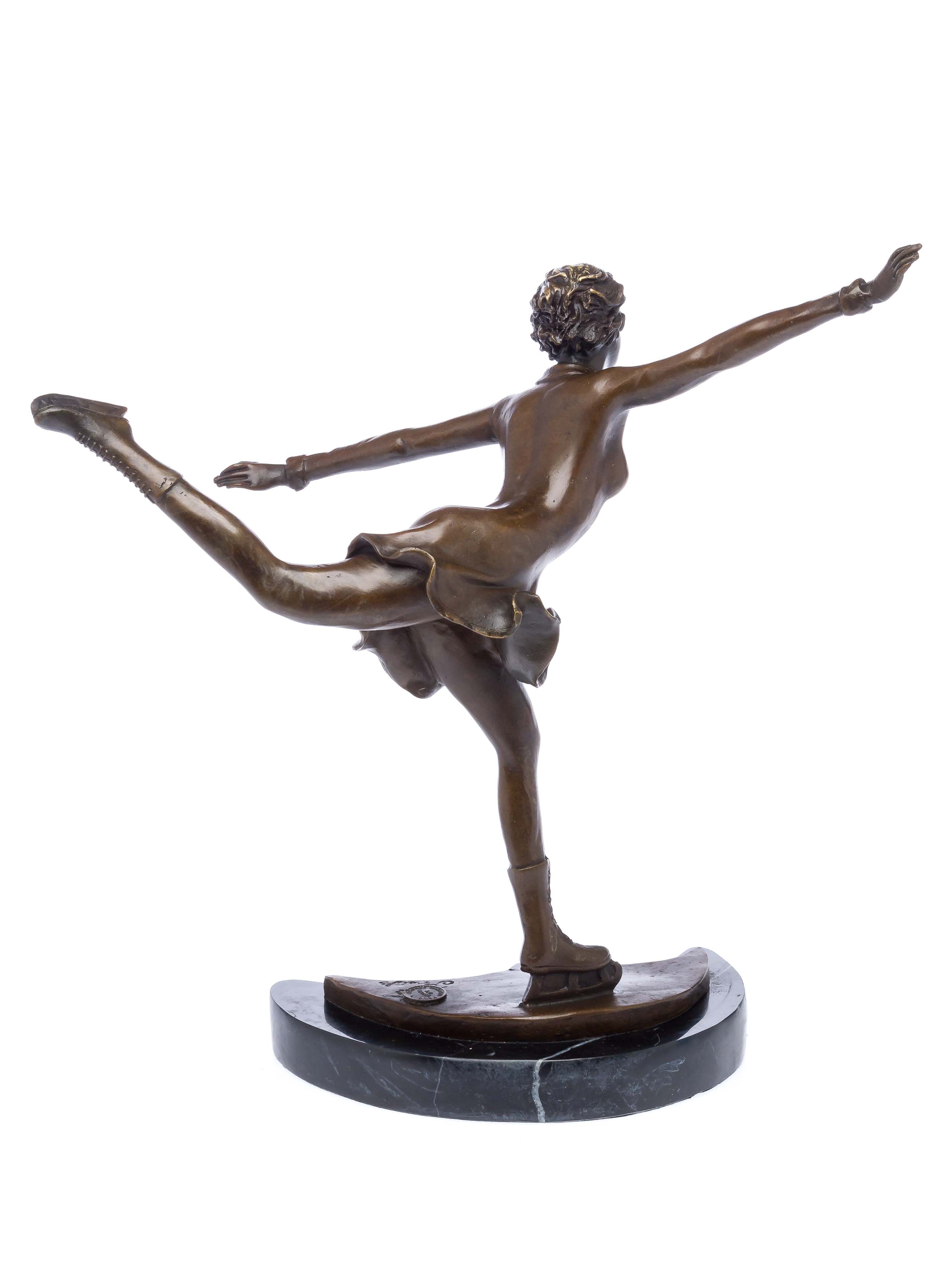 Bronze Skulptur nach Ferdinand Preiss Eiskunstlauf Schlittschuhe art deco style