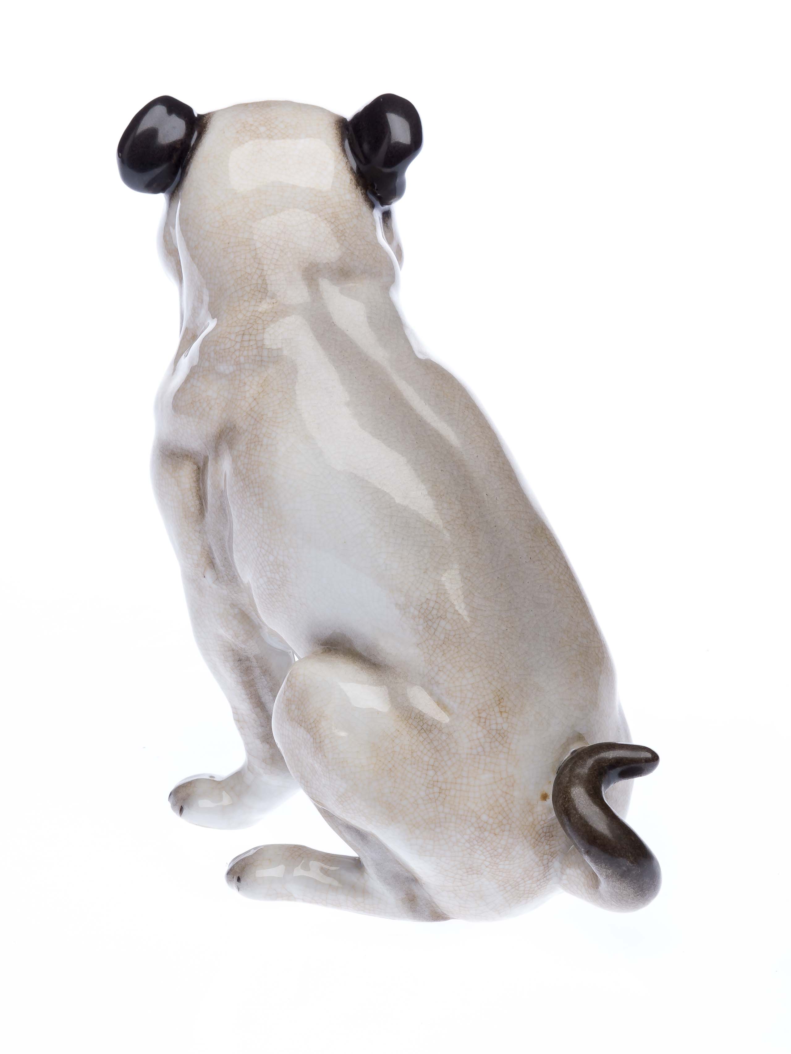 Porzellanfigur Mops Porzellan Hund Bulldoge Figur Skulptur Porzellanmops