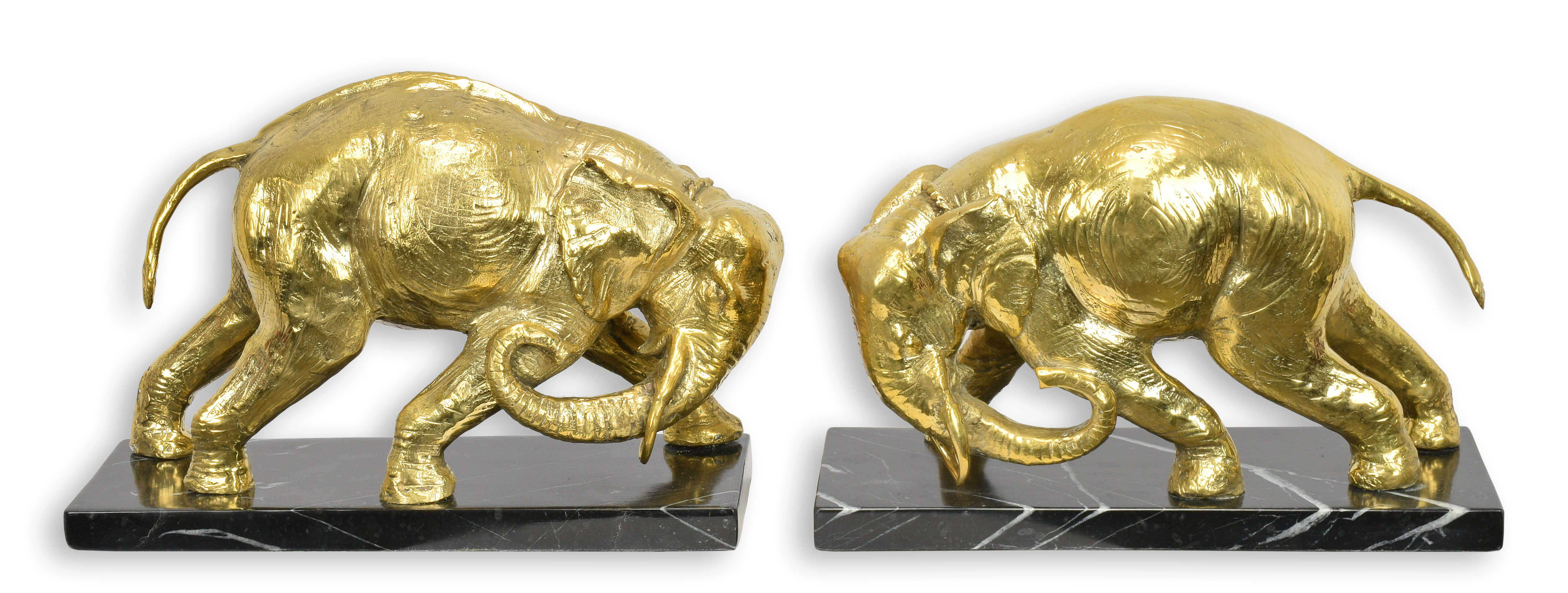 Une paire de serre-livres en bronze représentant des éléphants réplique design rétro décoration