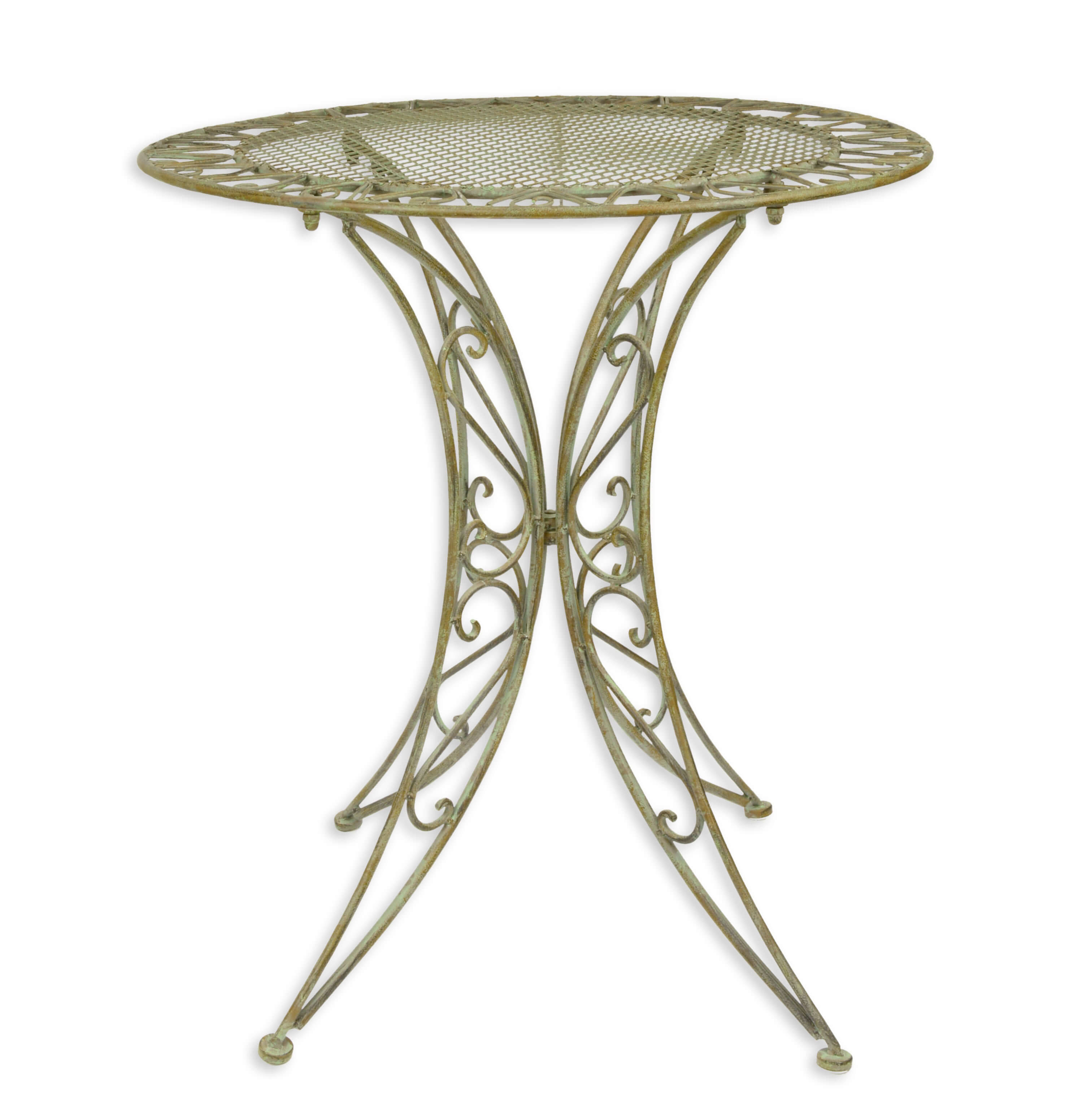 Une table ronde en fer - patinée verte réplique design rétro décoration