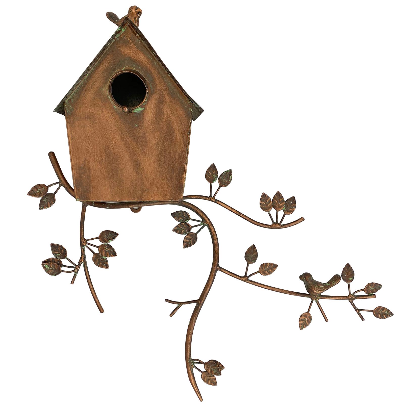 Vogelhaus Nistkasten Futterhaus Vogel Eisen Kupfer Garten Antik-Stil 51cm