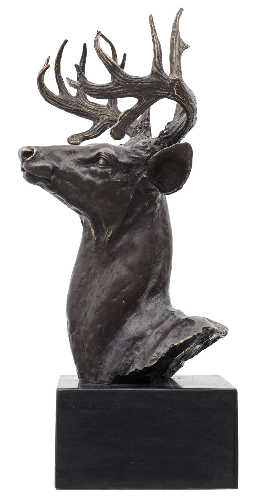 Bronzeskulptur Hirsch Kopf im Antik-Stil Bronze Figur Statue 50cm