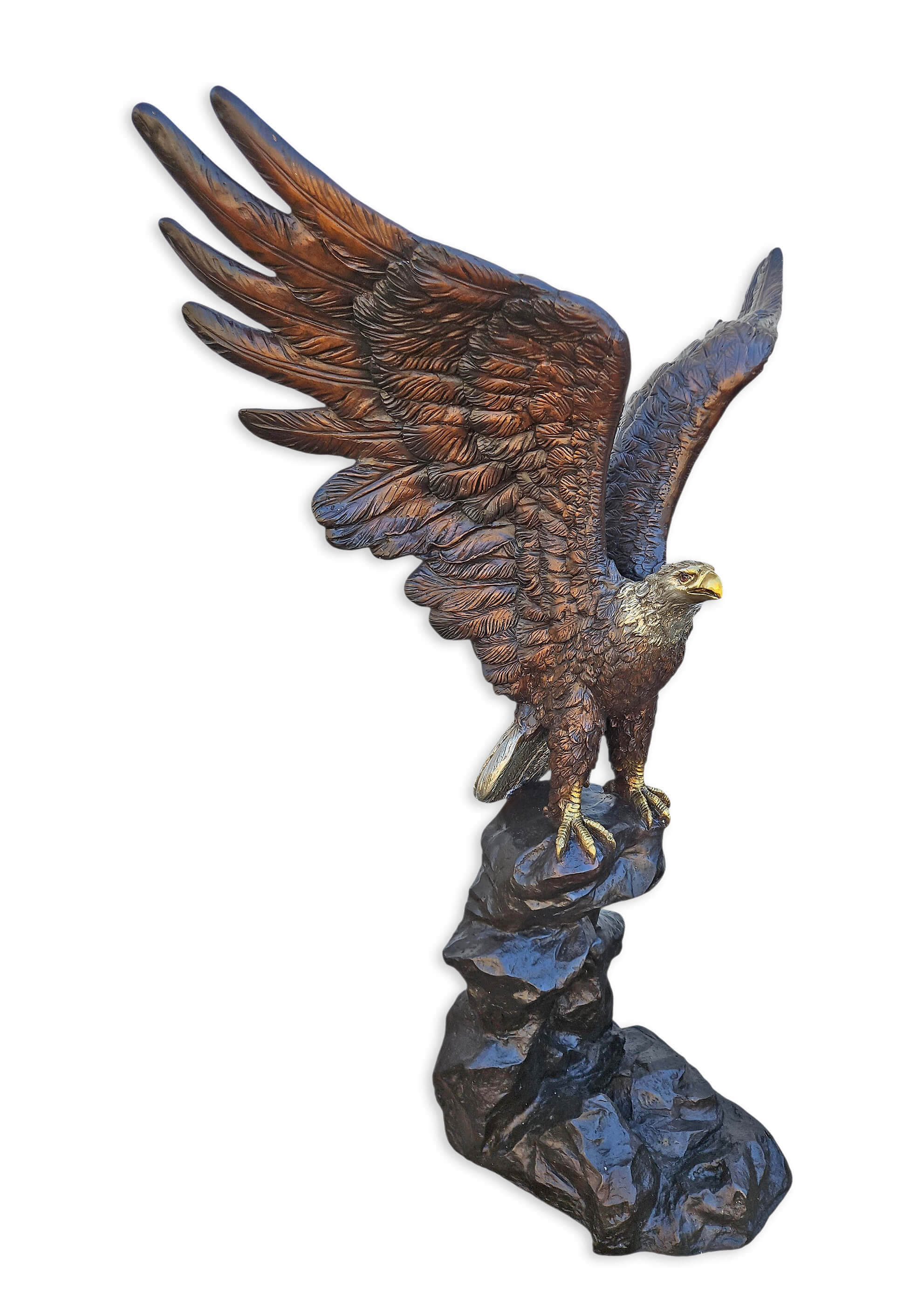Adler Statue, Flügel-Skulptur, Felsenbasis, Bronzefinish, Vogelstatuette