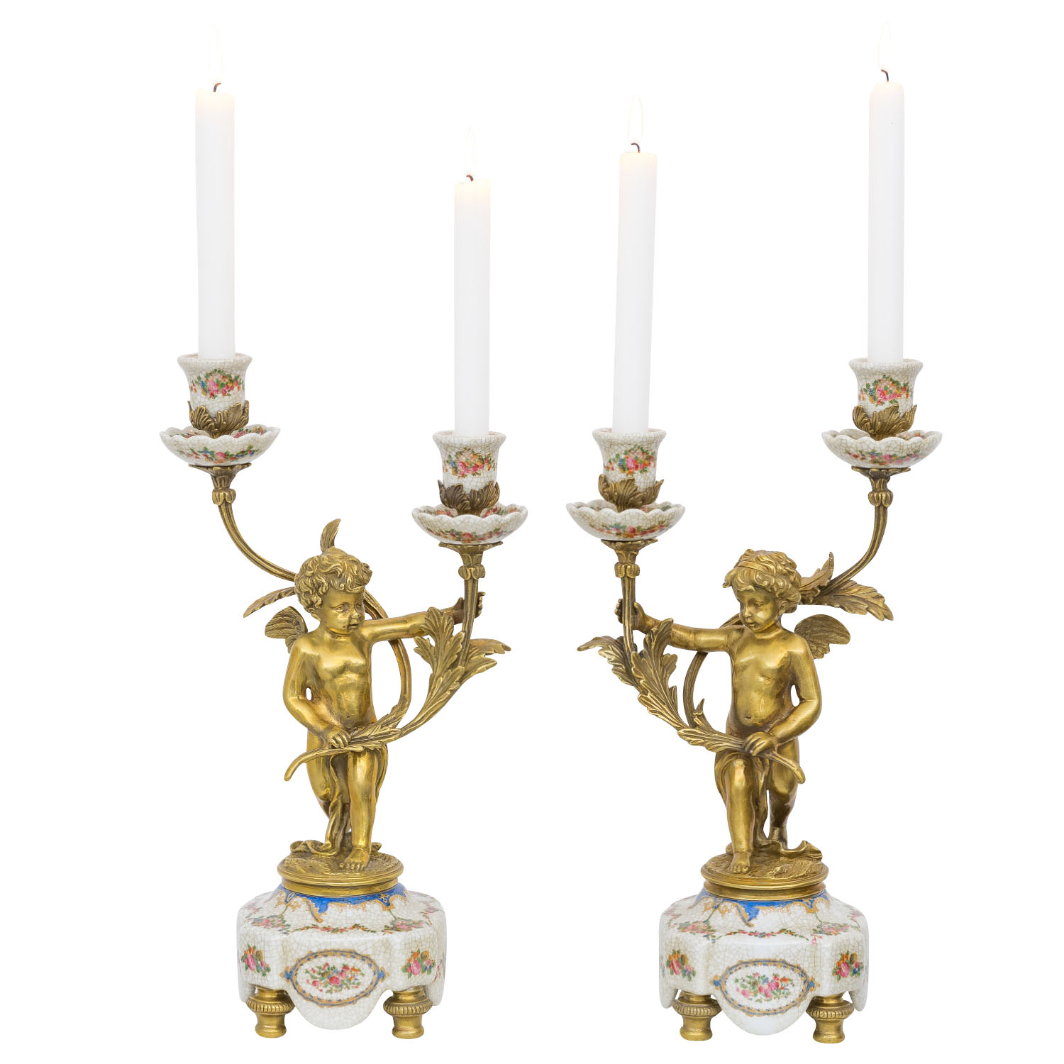 PT-198VvVuM8miatrGf Set 2-teilig Kerzenständer Porzellan Messing Engel Skulptur Antik-Stil 39cm