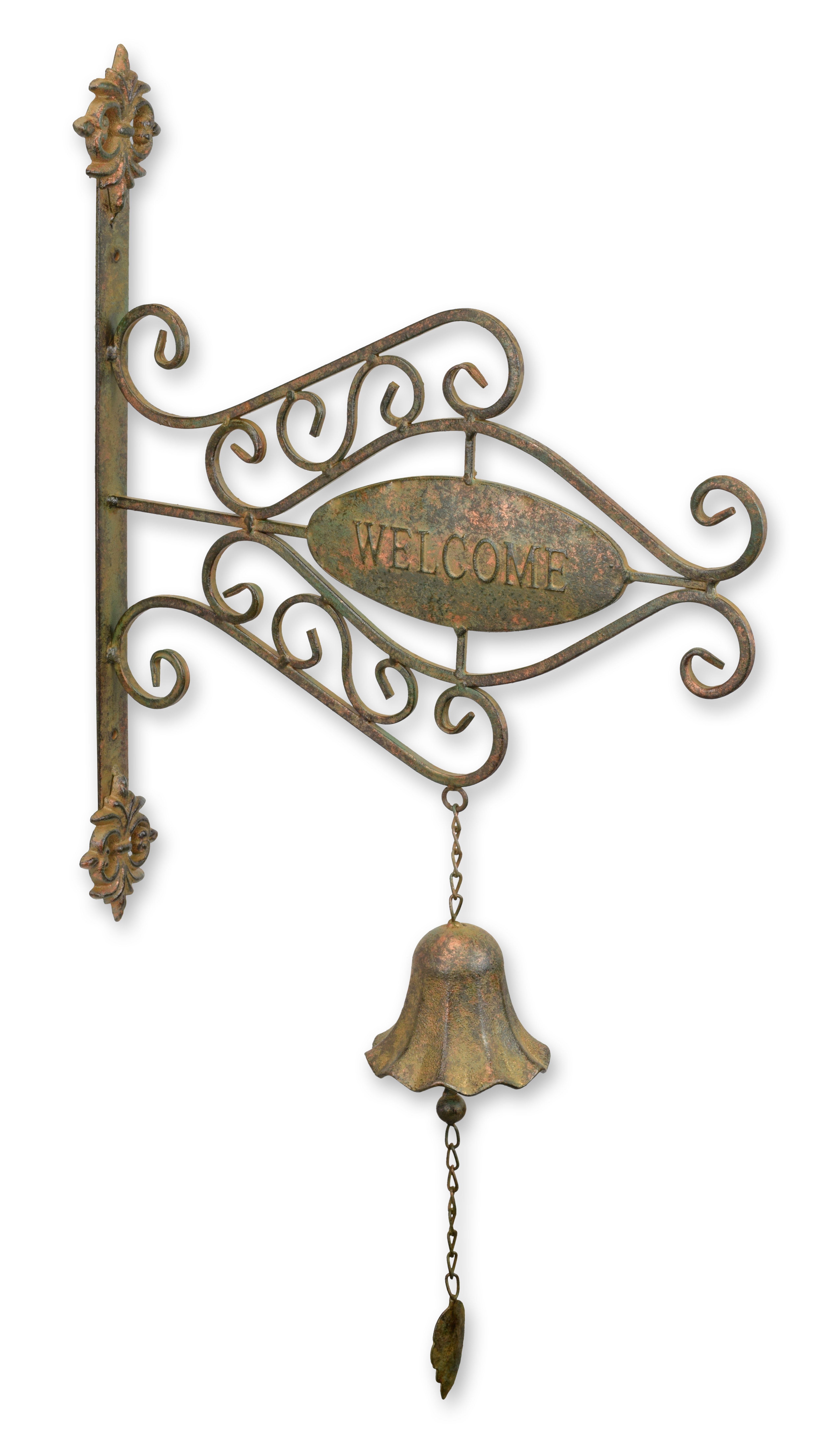 Une paire de plaques de bienvenue en fer à fixer au mur avec une cloche réplique design rétro décoration Bronze