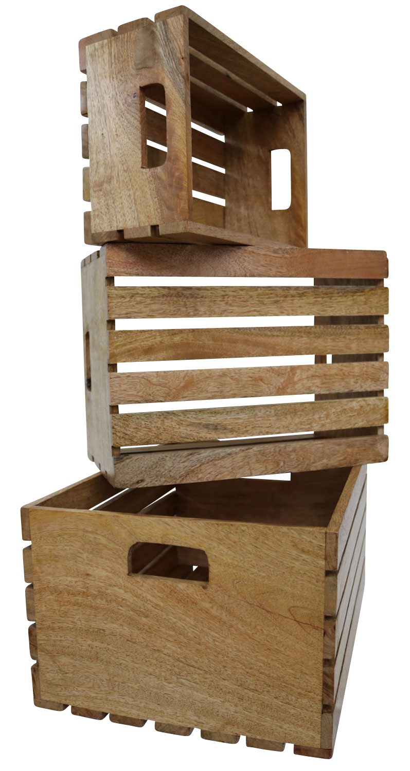 3x Holz Kiste Allzweckkiste Obstkiste Box Antik-Stil