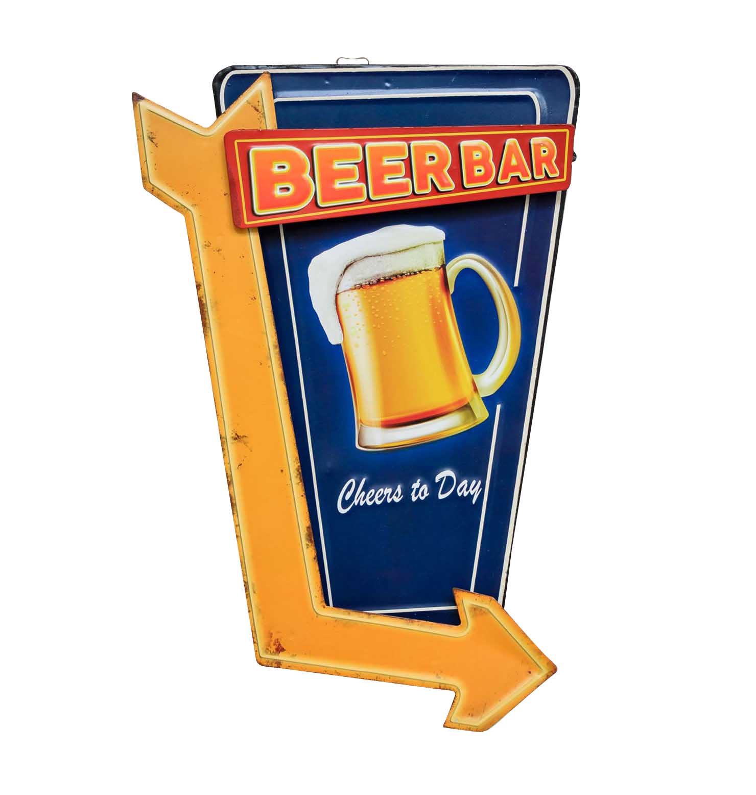 Blechschild Hinweisschild Beer Bar 45cm Pfeil Biergarten Wandschild Antik-Stil