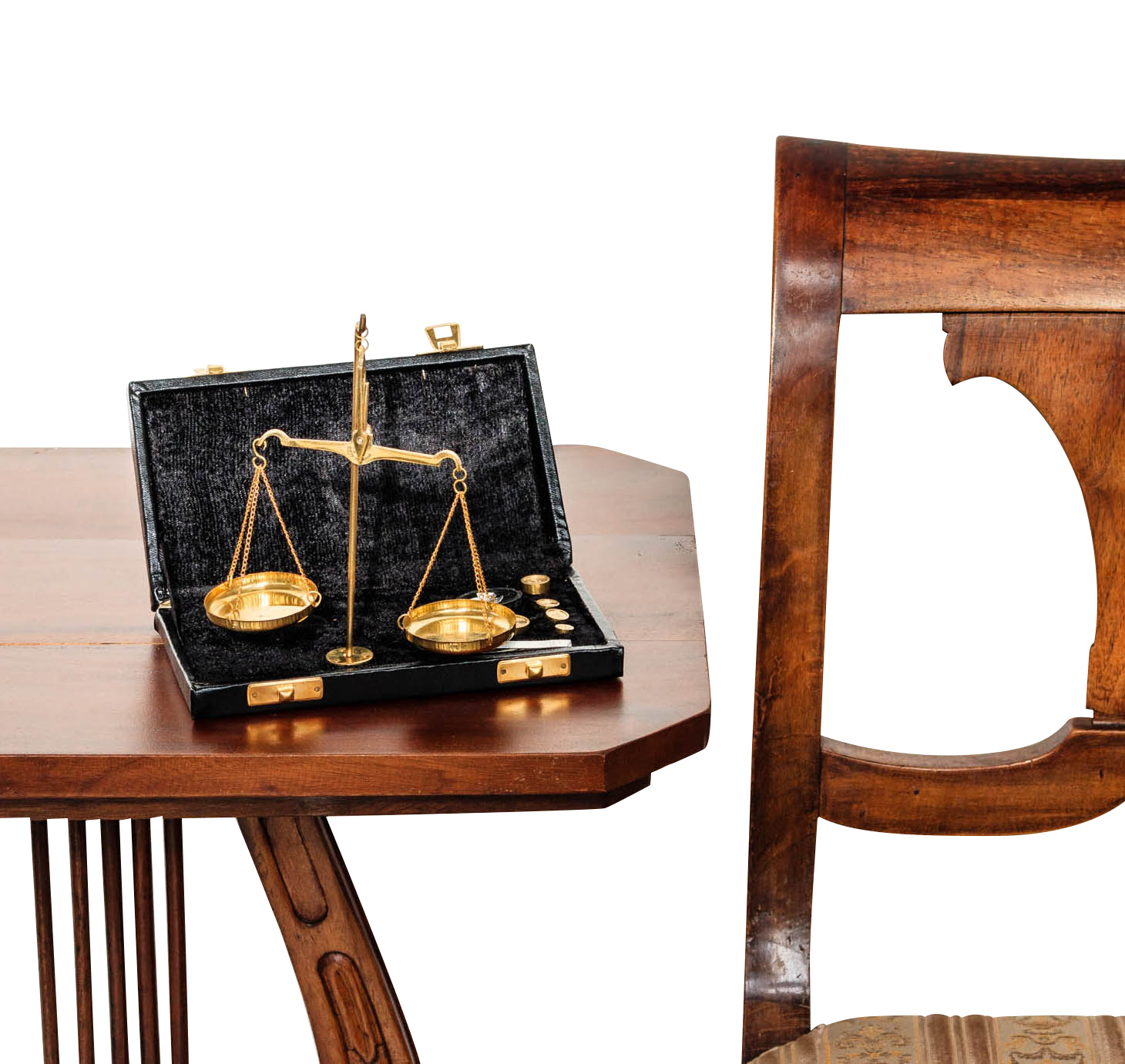 Waage Feinwaage Goldwaage im Etui Messing Apothekerwaage Antik-Stil - 19cm