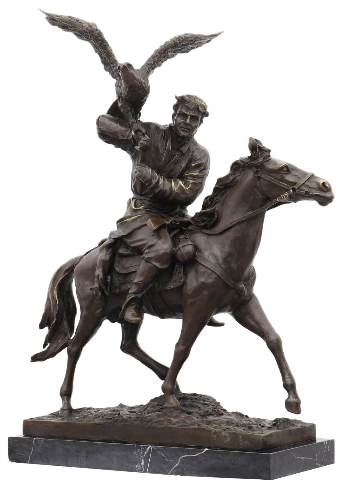 Bronzeskulptur Zar Falkner Falke Adler im Antik-Stil Bronze Figur Statue 64cm