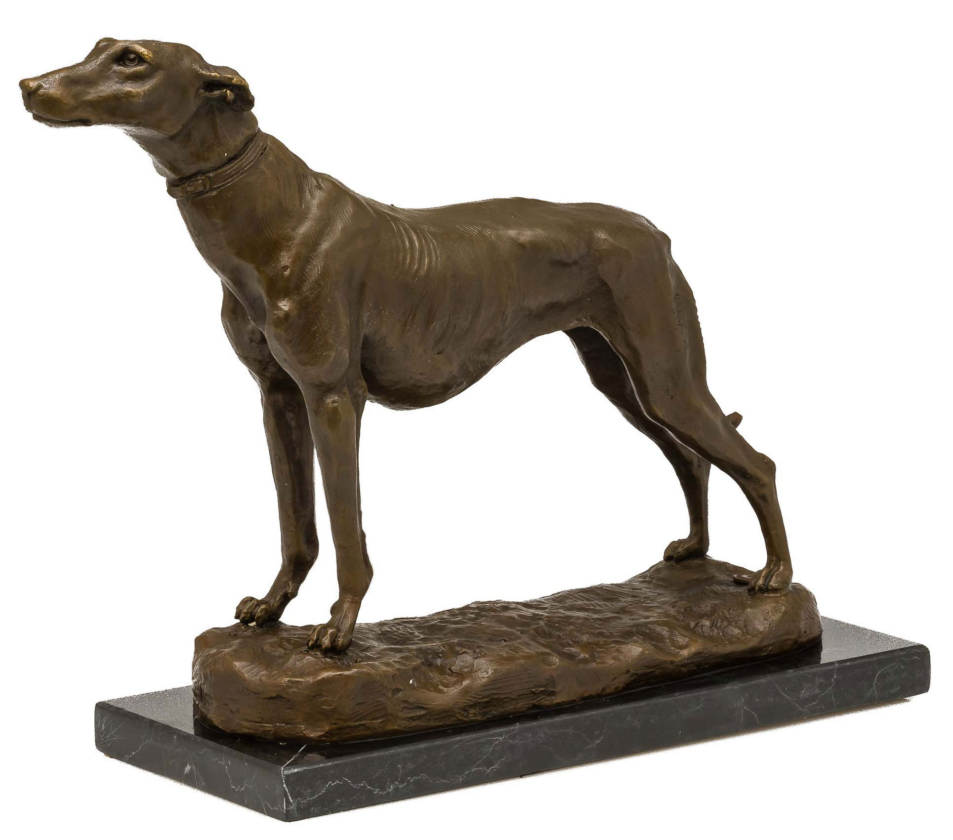 Bronzeskulptur Hund Windhund Bronze Skulptur Figur Greyhound Whippet Dog