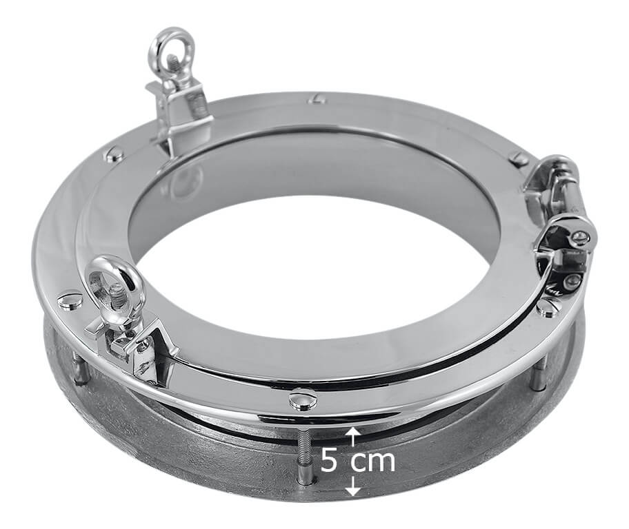Metallring, Flansch, Chromoberfläche, Verschlusshebel, 5 cm Tiefe