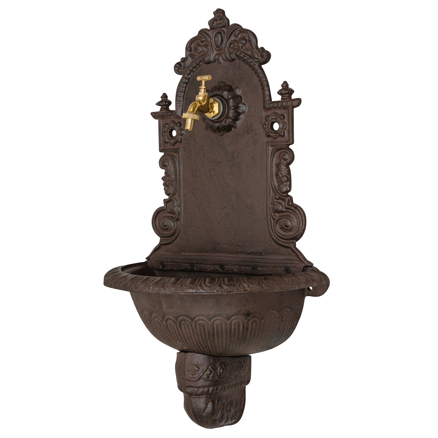 Waschbecken Wandbrunnen Garten Eisen Antik-Stil Brunnen braun 75cm
