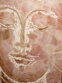 Buddha, Schmuckbild, Skulptur, Beton-Optik, Rosa-Töne