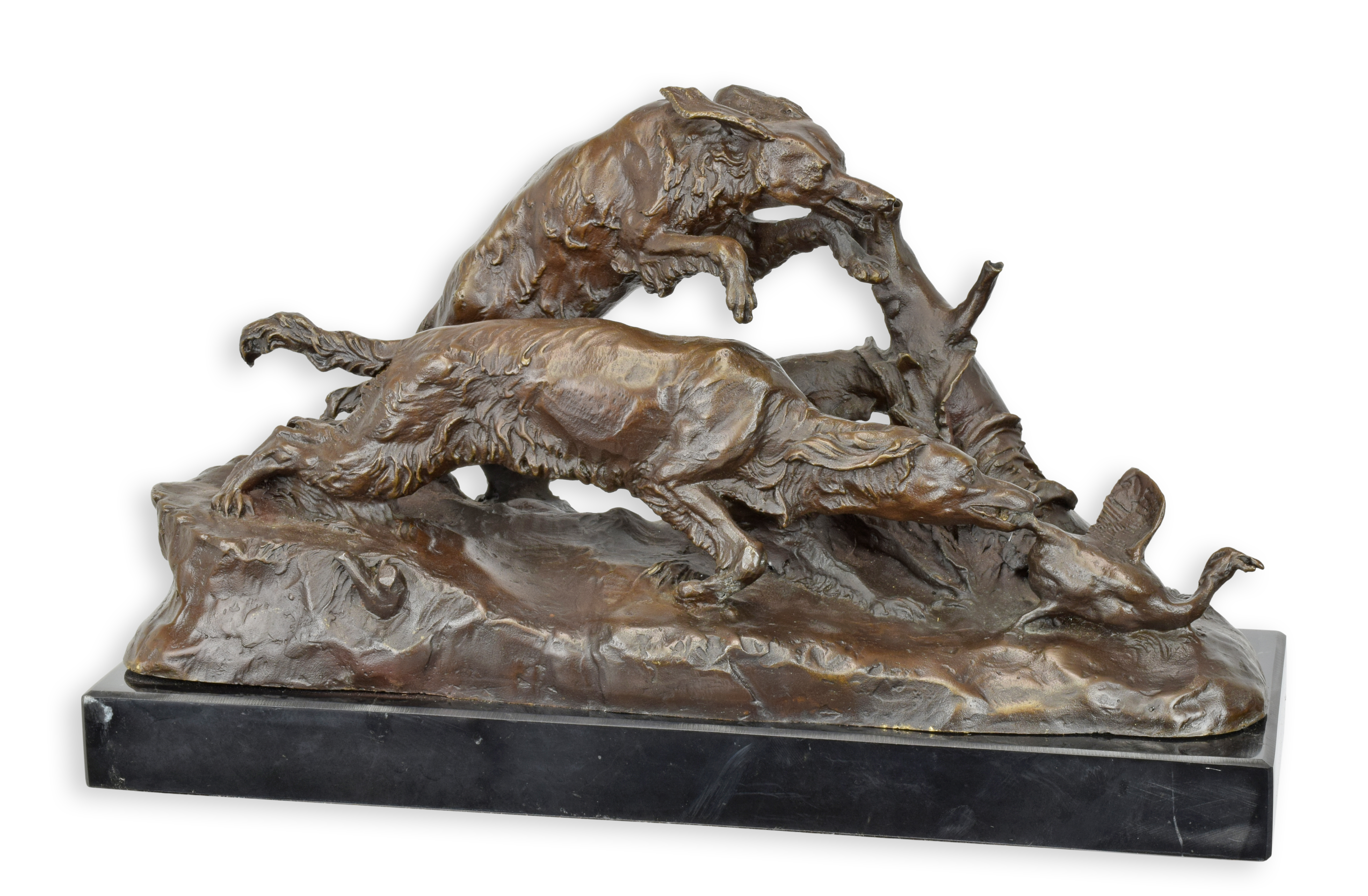 Sculpture en bronze d'un chasseur de canards réplique design rétro décoration