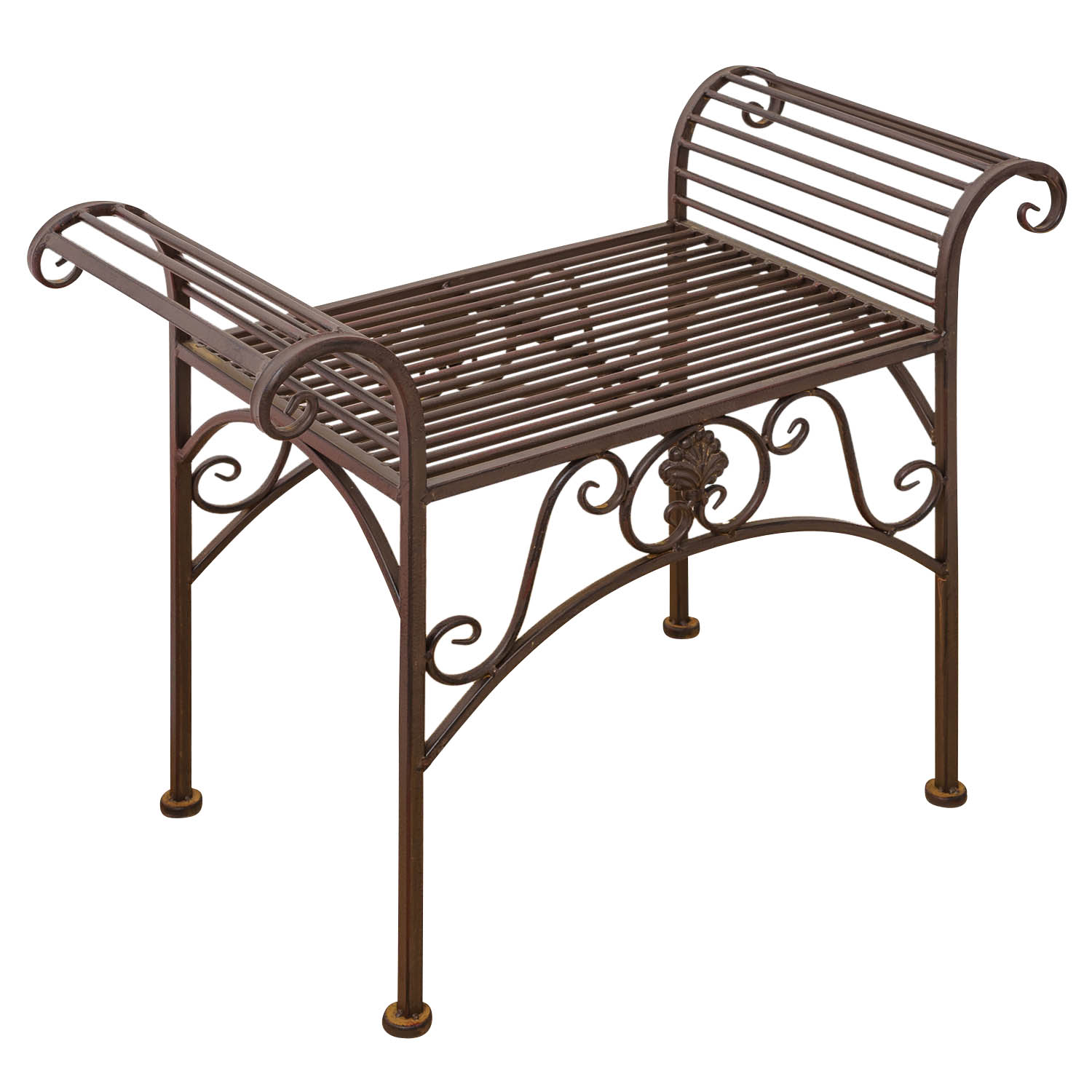 Gartenbank Eisen Metall Antik-Stil Garten Bank Gartenmöbel braun 70cm