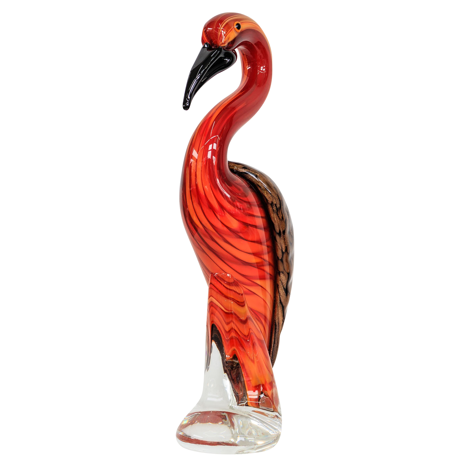 Glasfigur Flamingo Glas im Murano Antik Stil 32cm