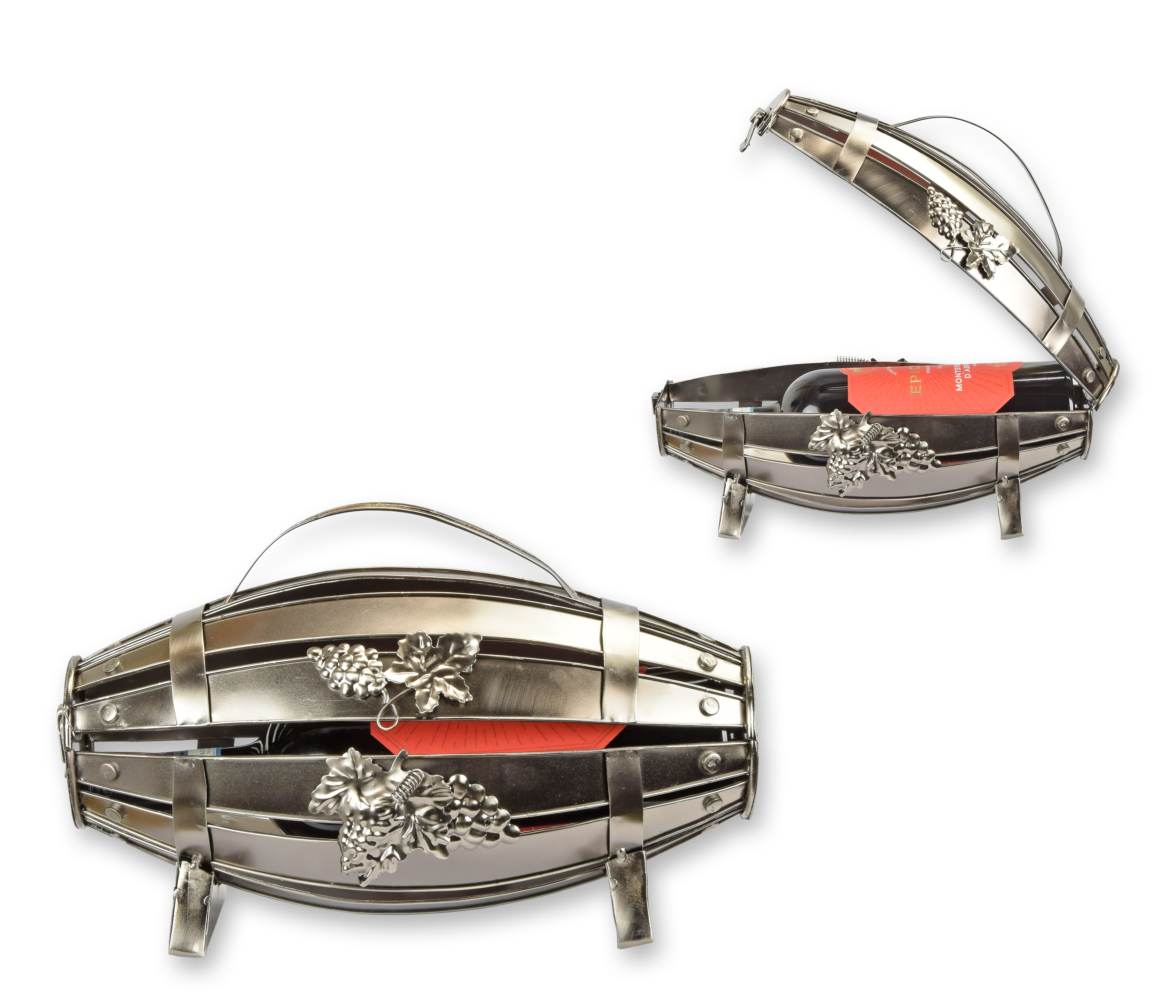 Un porte-bouteilles en étain « tonneau » réplique design rétro décoration