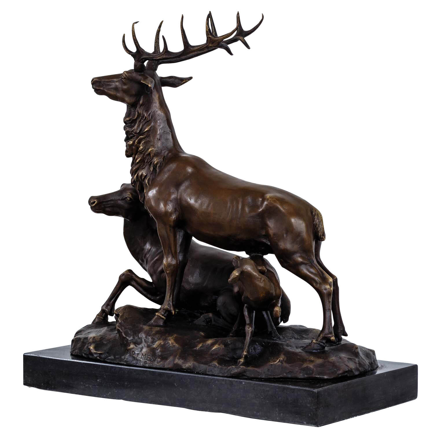 Bronzeskulptur Hirsch Familie im Antik-Stil Bronze Figur Statue 42cm