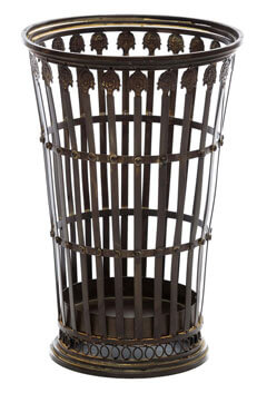 korb, Mülleimer, Metall, rund, Verzierungen