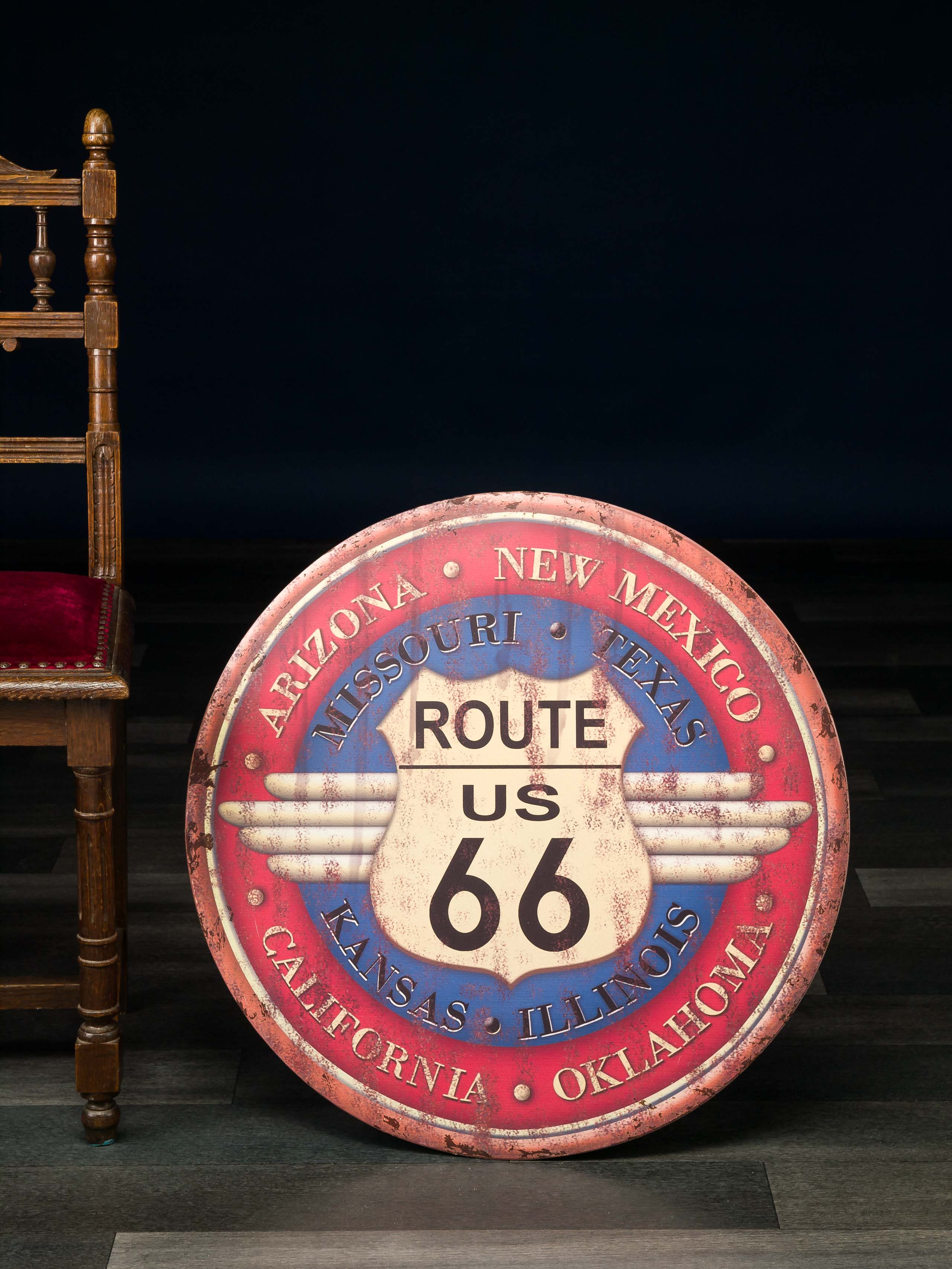 Blechschild Wandschild Route 66 Wanddeko Arizona Amerika USA 60cm Nostalgie