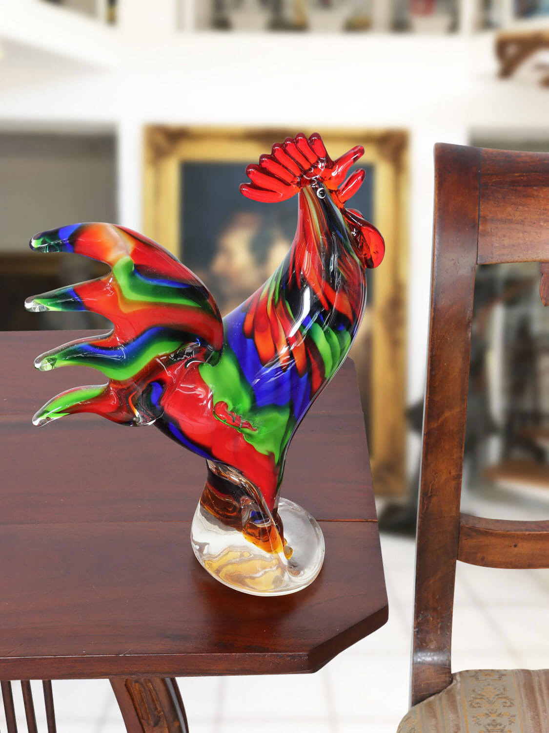 Glasfigur Figur Hahn Glas im Murano Antik Stil 28cm