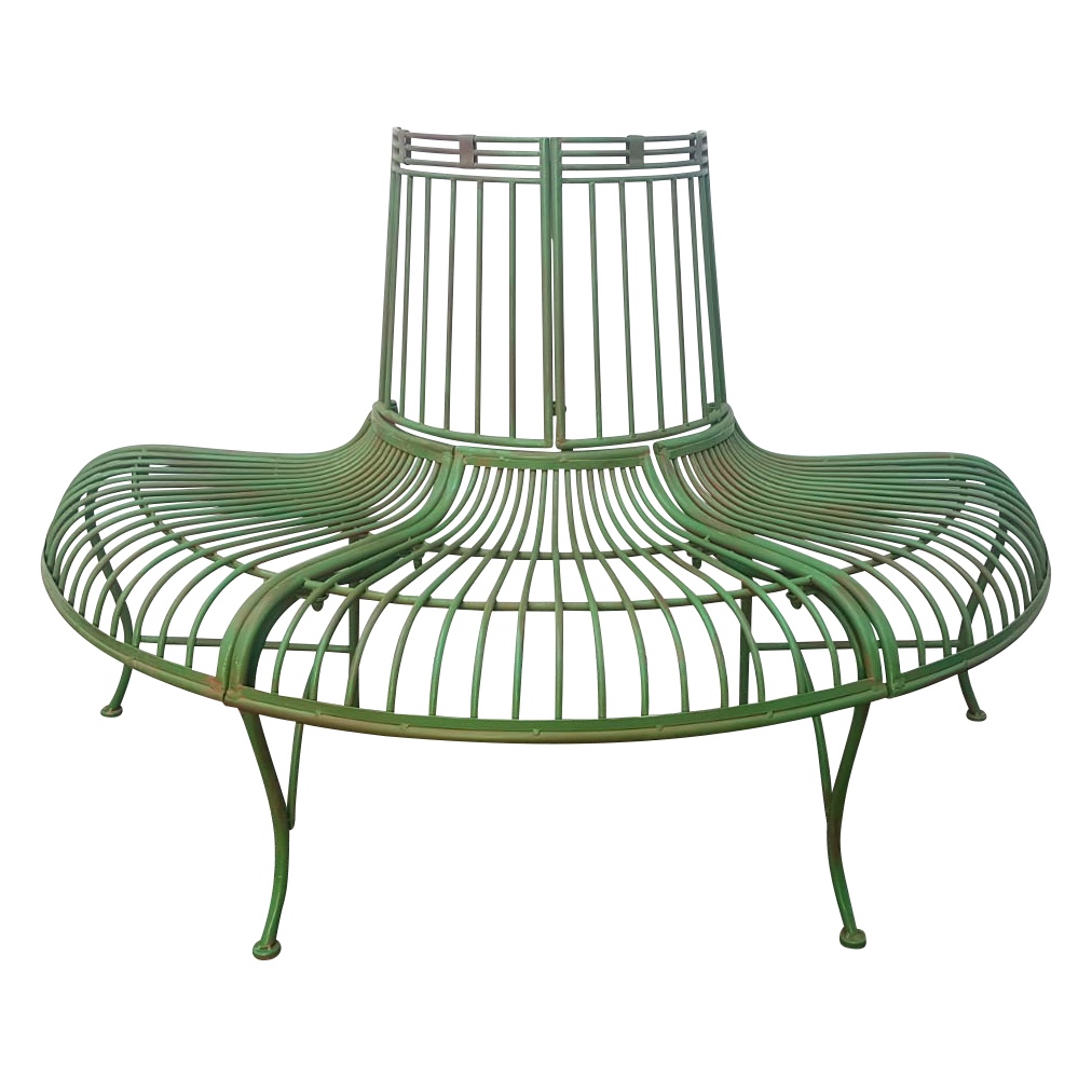 Gartenbank Bank Baumbank Möbel Garten grün Metall Eisen Antik-Stil 134cm