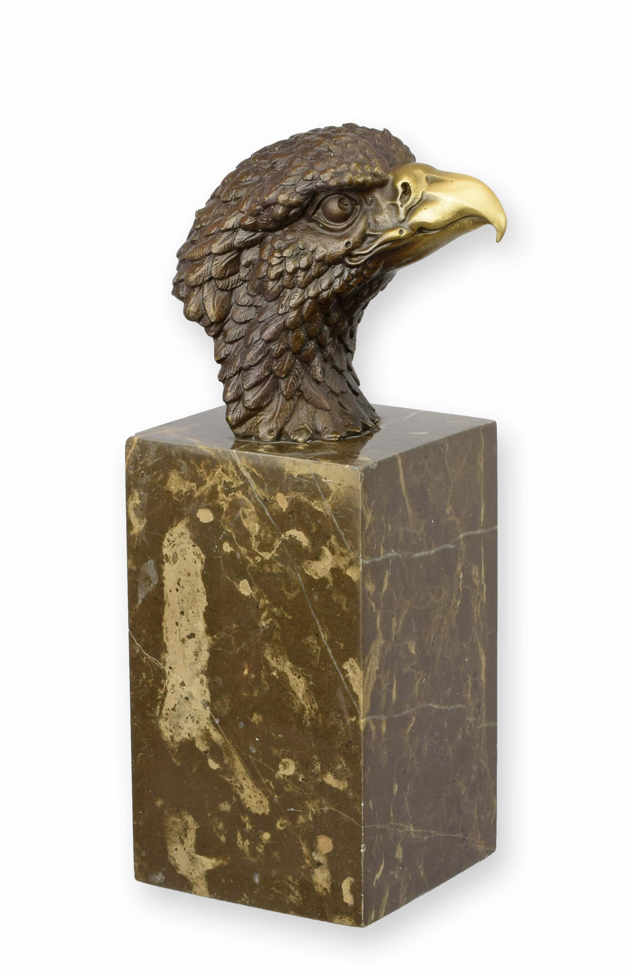Adler, Adlerkopf, Bronzenstatue, Marmorsockel, Skulptur