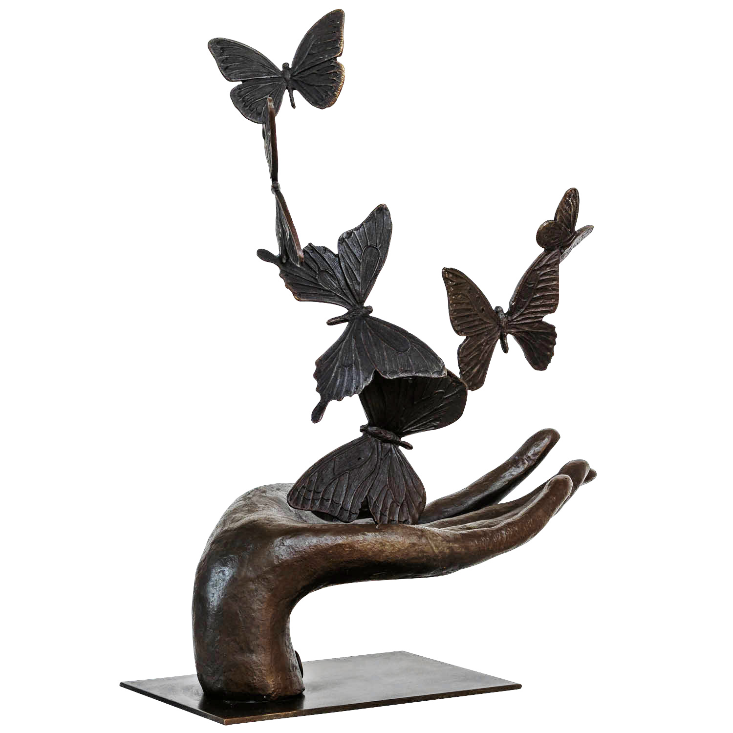 Bronzeskulptur Hand Schmetterling im Antik-Stil Bronze Figur 36cm