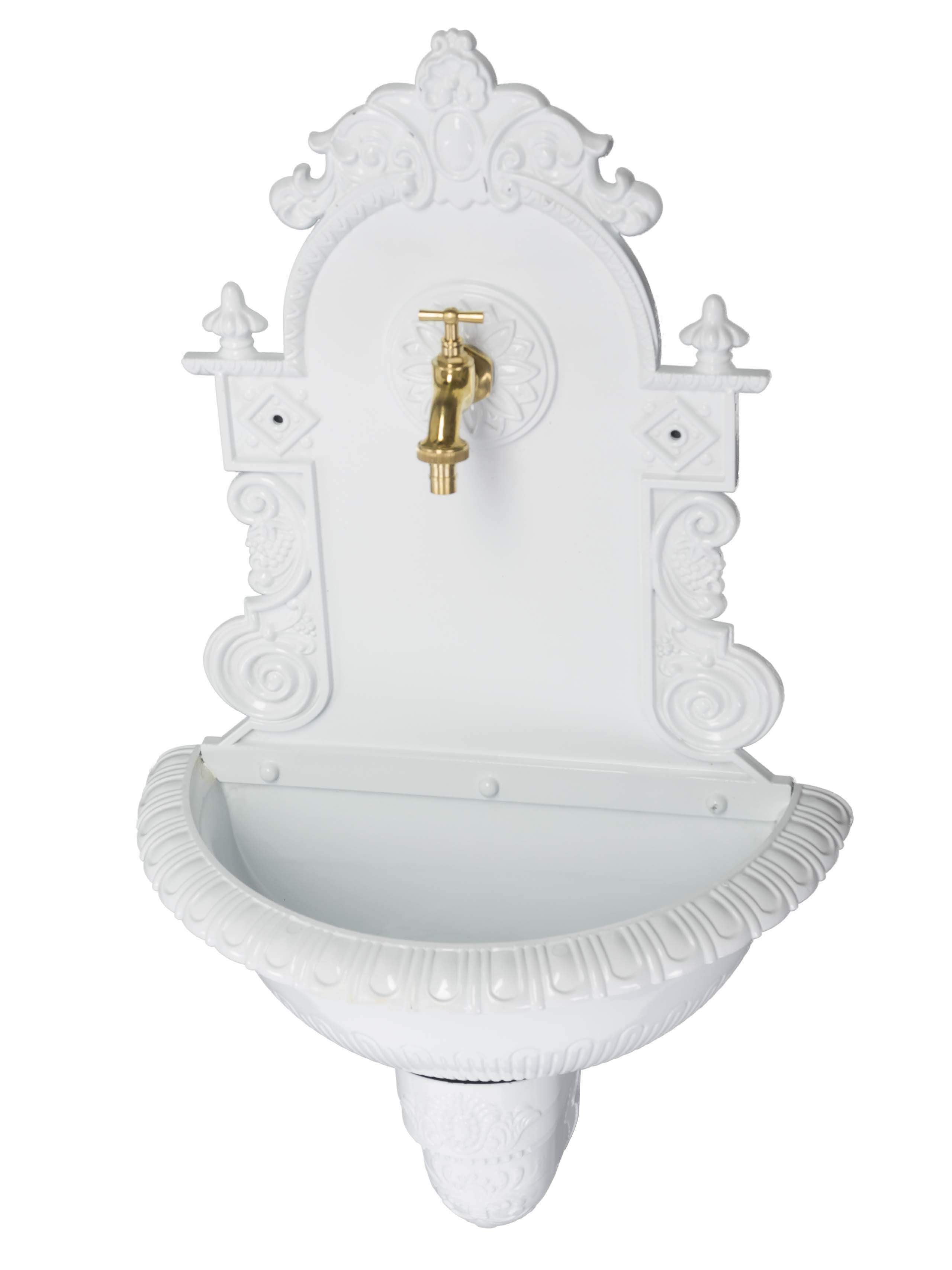 WASCHBECKEN WANDBRUNNEN WEIN GARTEN ALU WEISS ANTIK STIL BRUNNEN WASCHPLATZ BAD