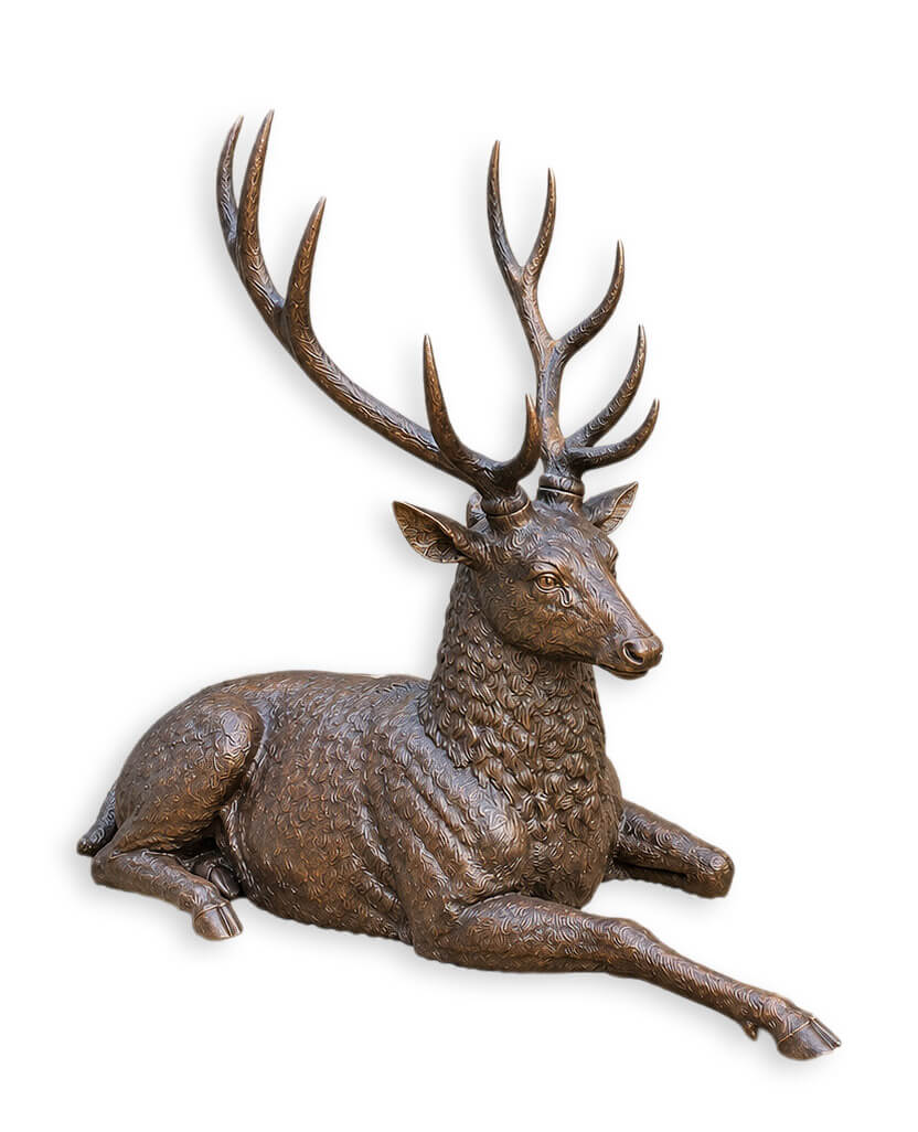 Elch, Skulptur, Bronzefarben, Antikstil, Tierfigur