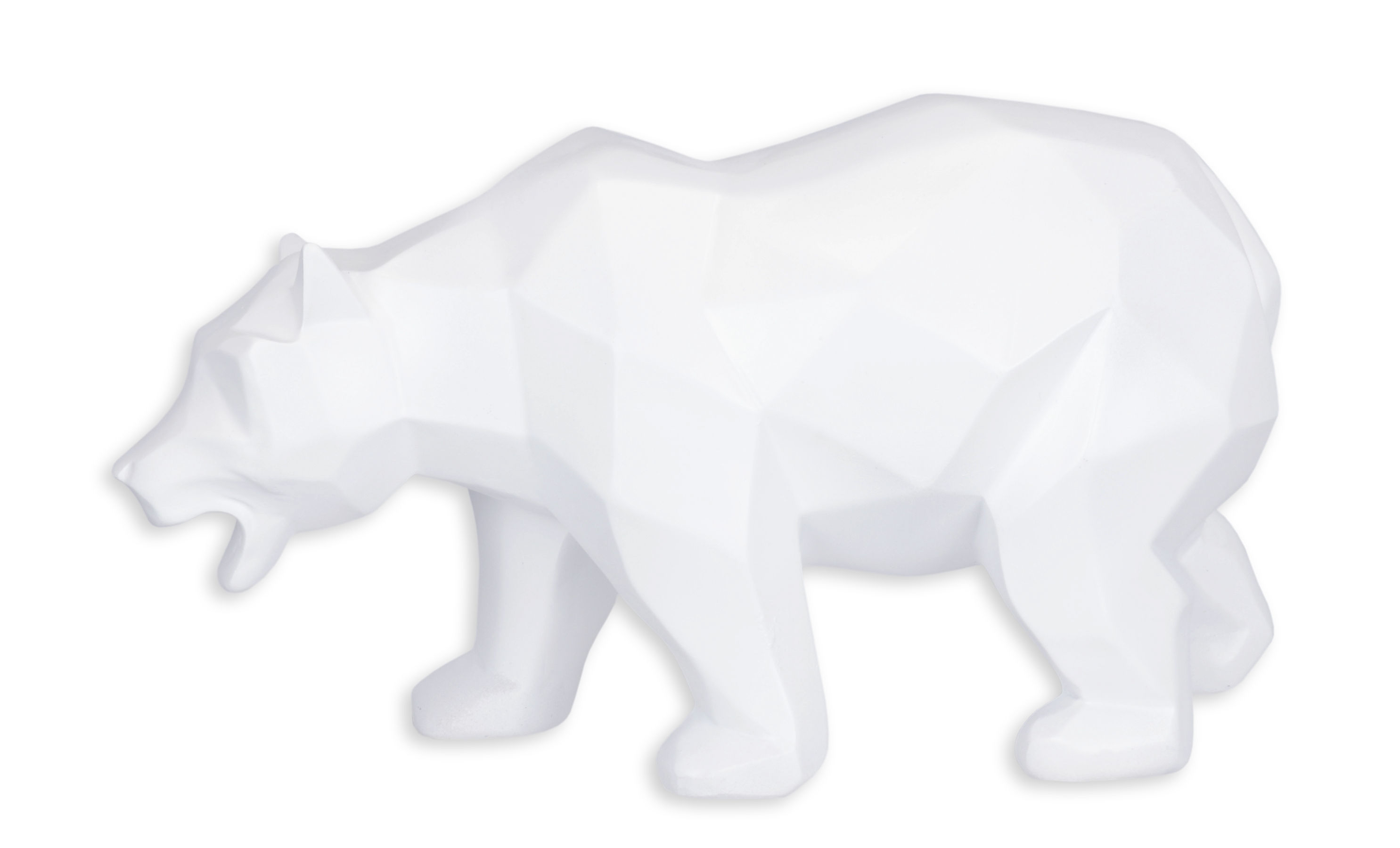 Figurine polygonale en résine représentant un ours, blanche réplique design rétro décoration