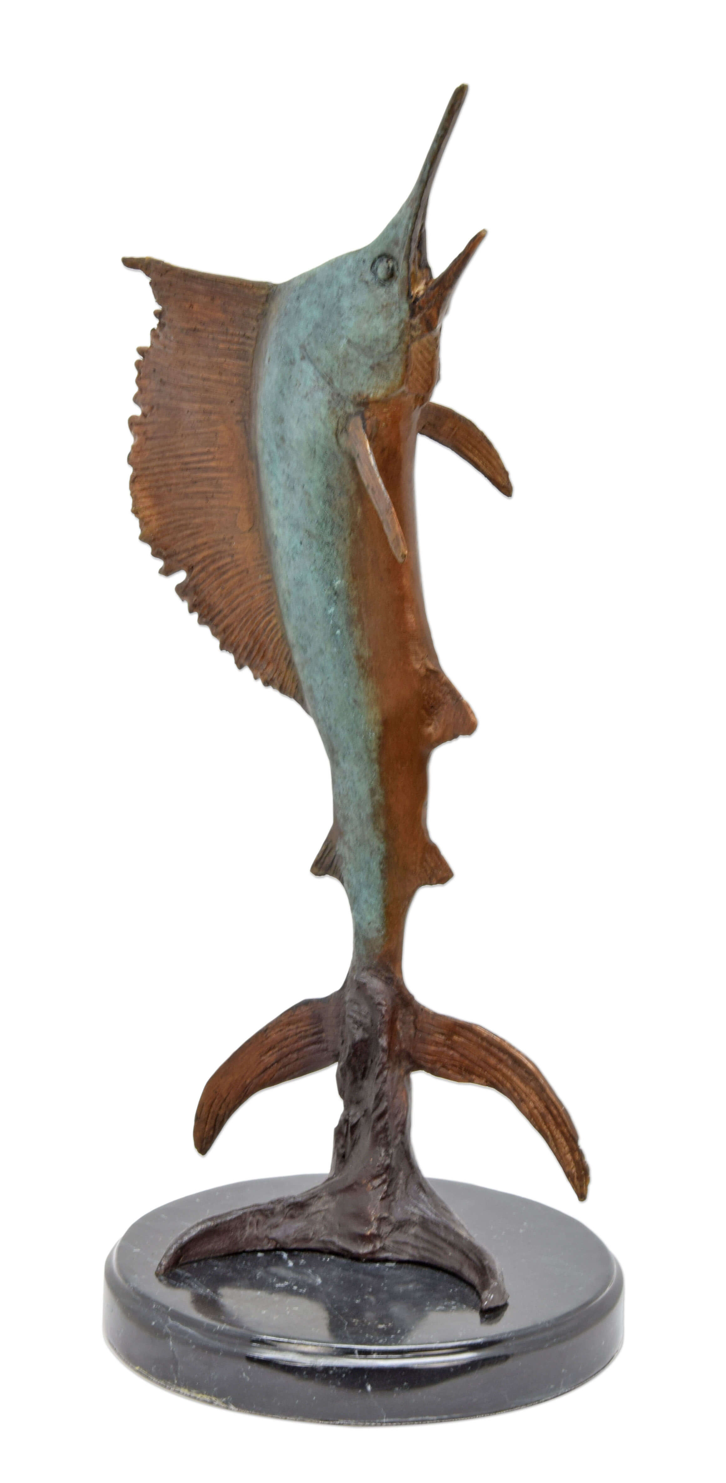 Une sculpture en bronze représentant un poisson voilier réplique design rétro décoration