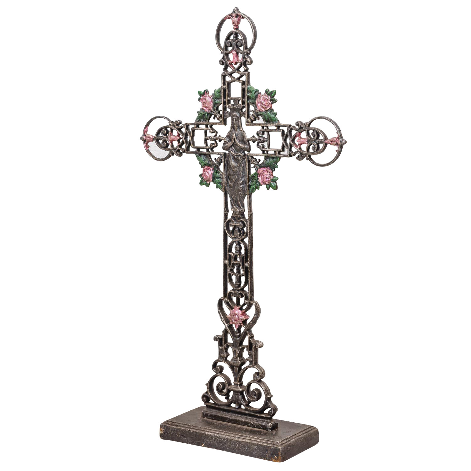 XXL 88cm Kreuz Kruzifix Anitk-Stil Eisen Deko Standkreuz Kirche Altar